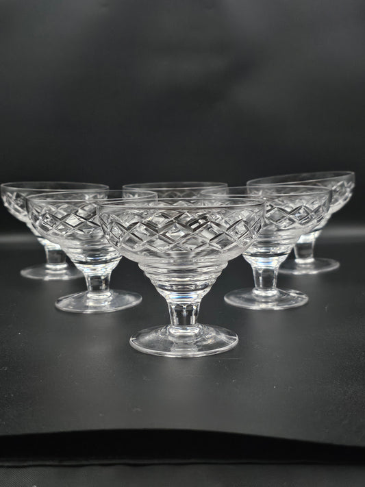 Set of 6 Vintage footed Crystal dessert or Starter bowls