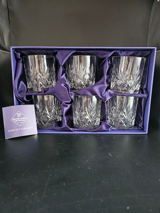 Edinburgh Crystal Tumblers. 7oz. Tay pattern. Set of 6, Boxed.