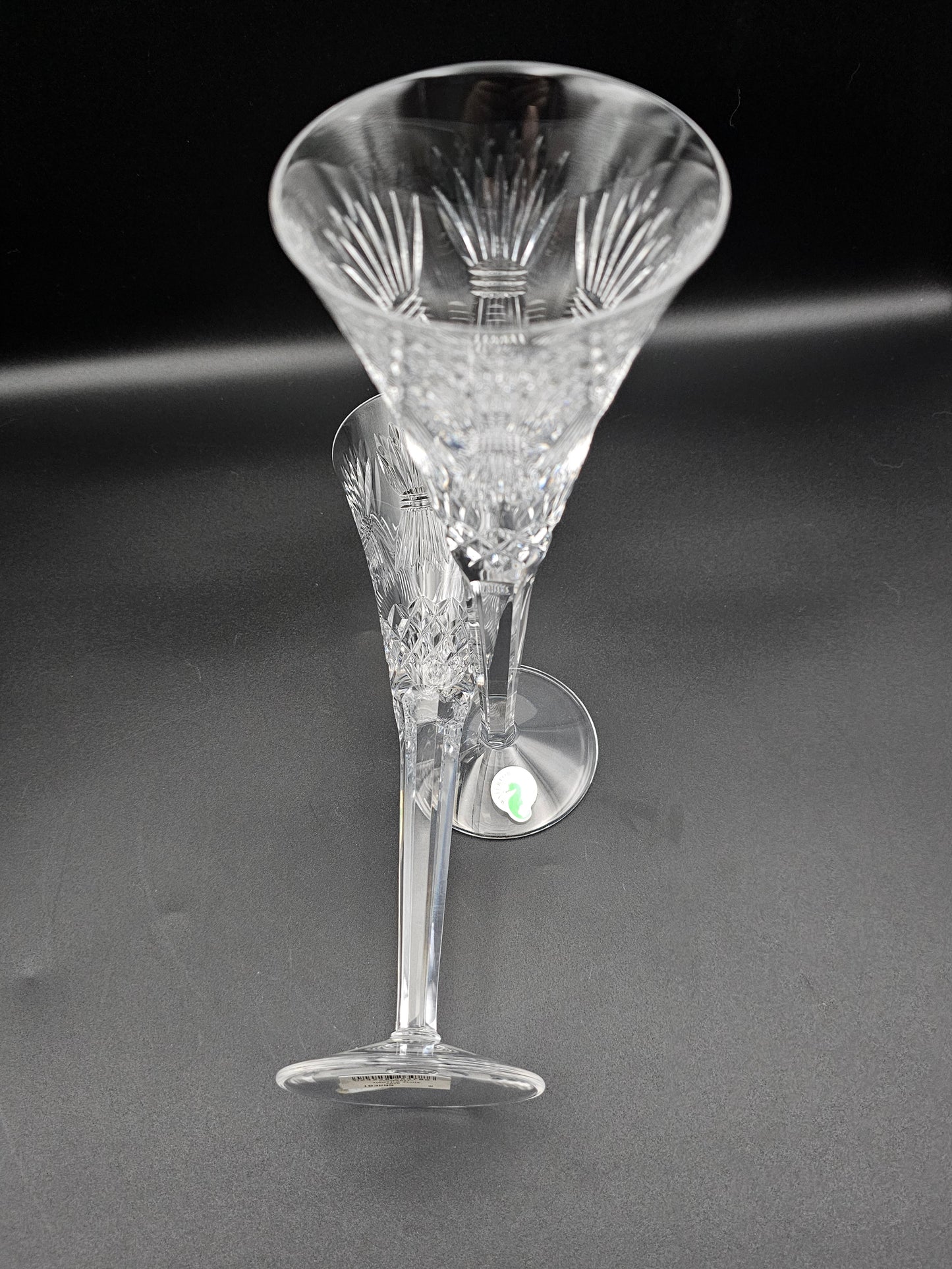 Waterford Crystal The Millennium Collection a toast to the Year 2000 Toasting Flutes Pair. Fourth Toast Prosperity