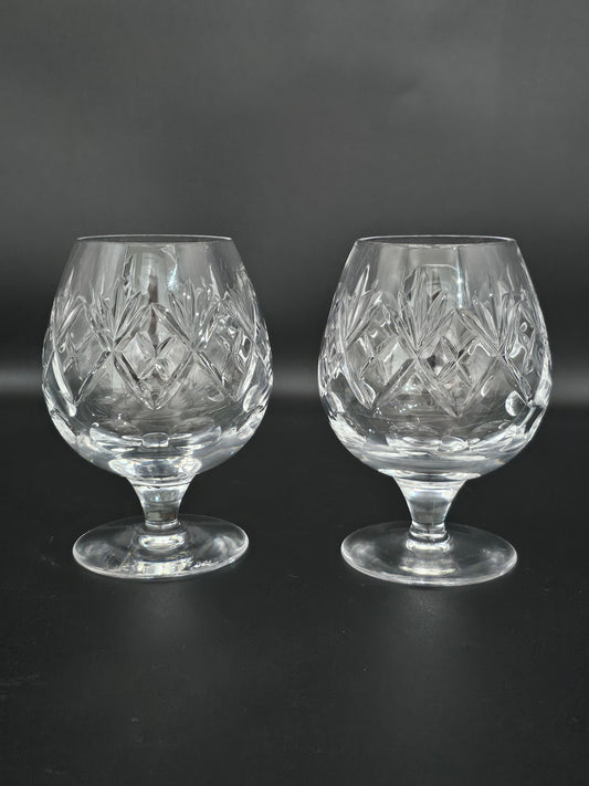 Pair of Royal Doulton Georgian Pattern Crystal Brandy Cognac Glasses 11oz