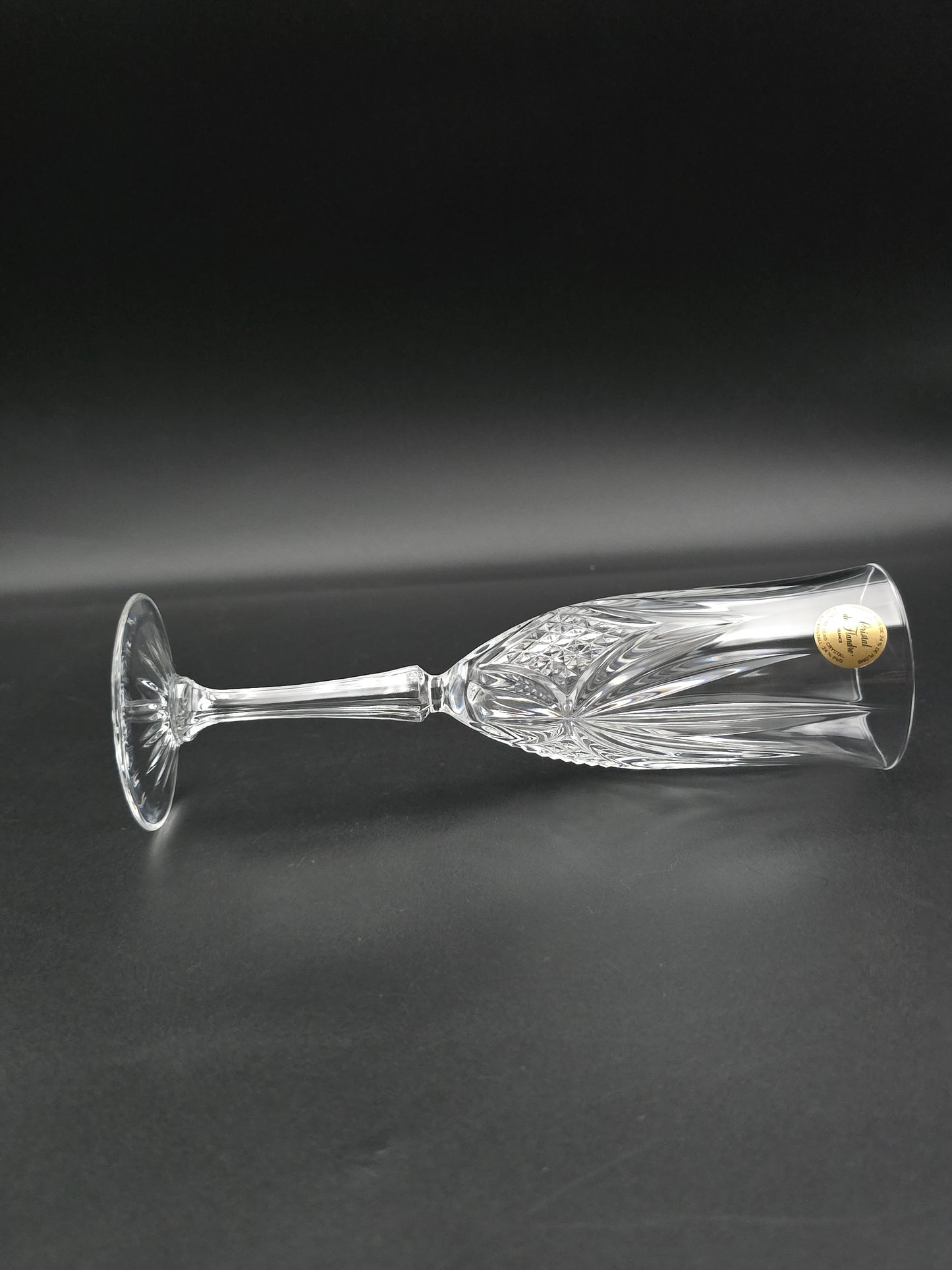 Set of 6 Cristal de Flandre “Salzburg” Champagne Flutes – 24% Lead Crystal, France, 160 ml