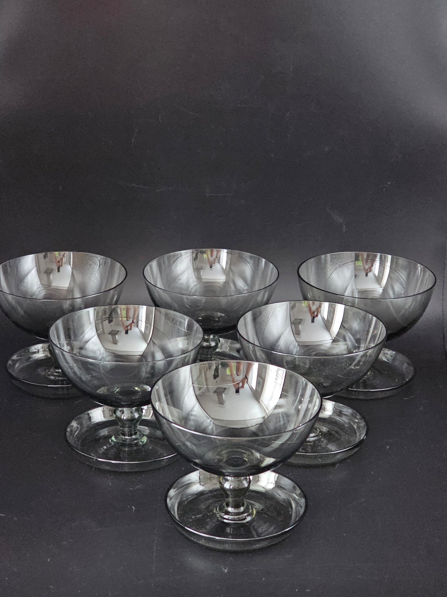 Set of 6 Vintage Crystal dessert bowls with saucer