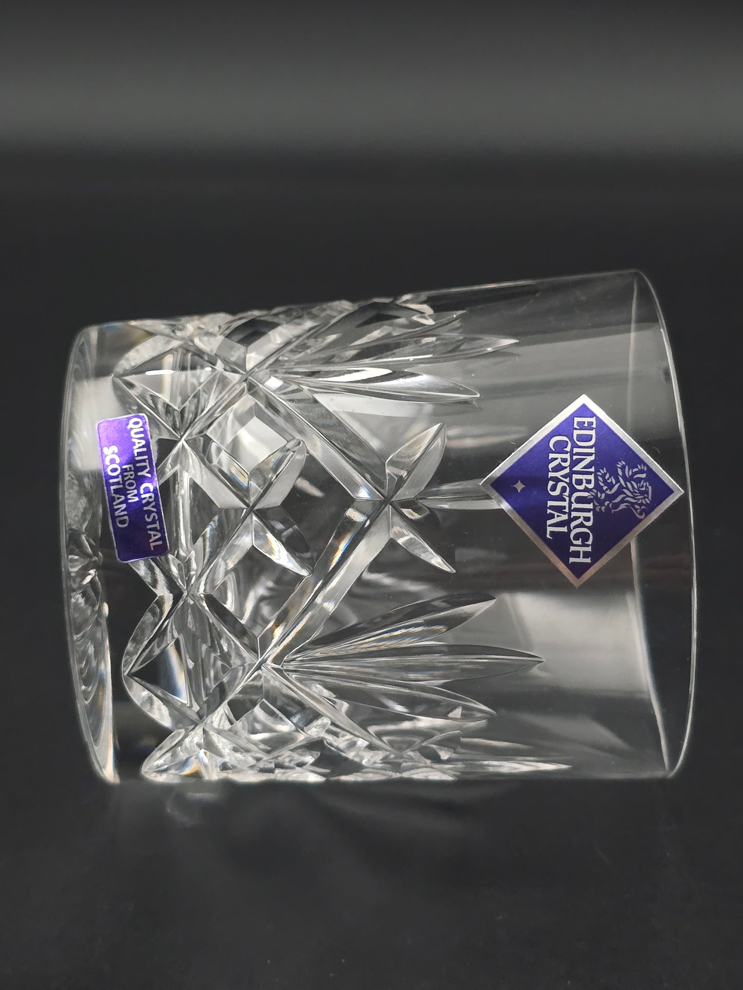 Boxed Set of 6 Edinburgh Crystal Tumblers – 7oz | Fan & Leaf Cut | Star Base | Satin-Lined Case | Scotland c.1990s–2000s