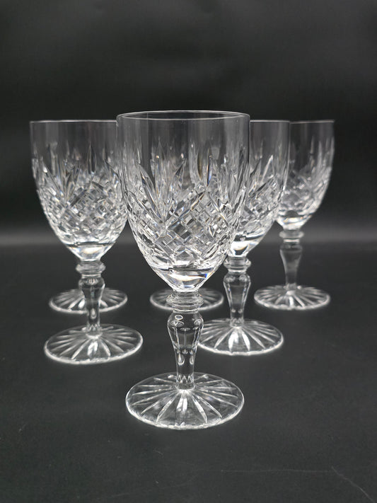 Set of 6 Edinburgh Crystal Balmoral Pattern Crystal wine glasses. 200ml. 15.5cm tall.