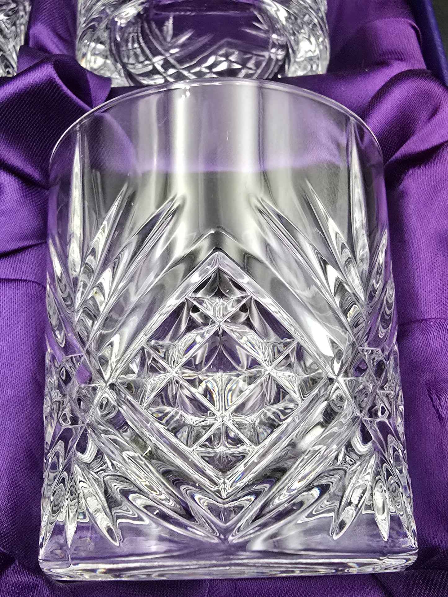 Set of 4 Edinburgh Crystal Whisky Tumblers – Boxed, 8oz, Heavy Cut Glass, Vintage Scottish Crystal Barware