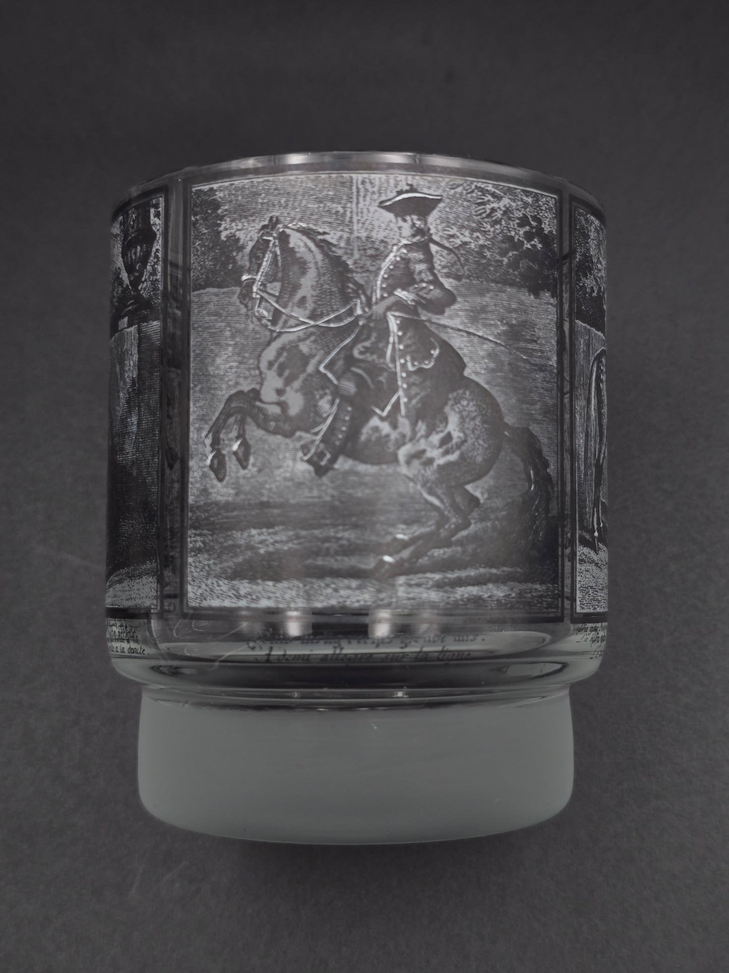 Six Mid Century Vintage Kurt Hammer Horse Riding Tumblers – Bavarian German Frosted Glassware, 8oz Folk Art Crystal Set