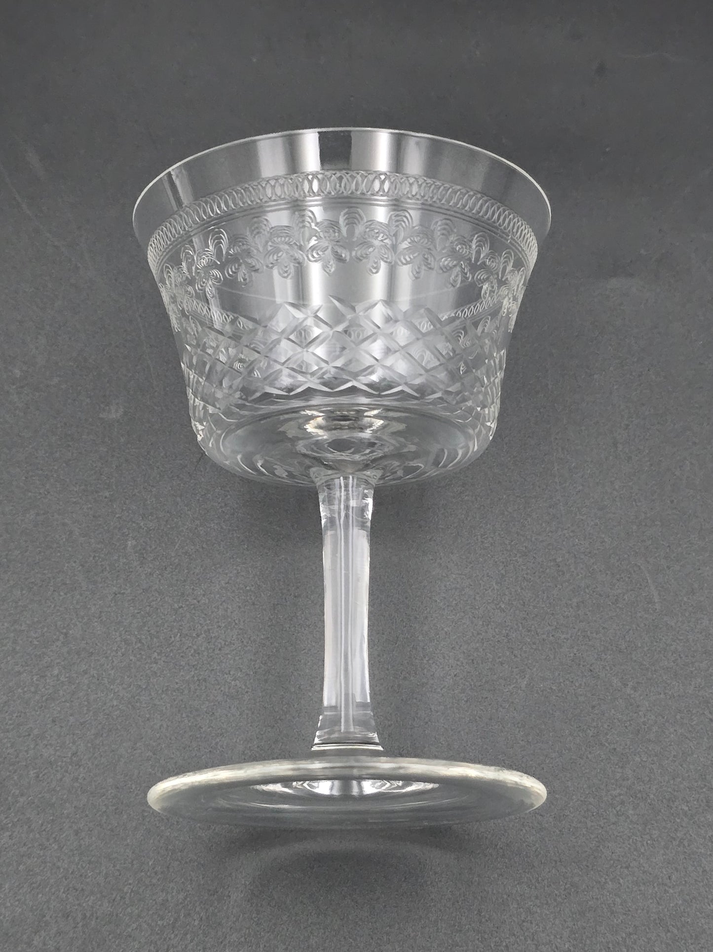 Set of 4 Lady Hamilton Pall Mall Antique Crystal liqueur or Sherry glasses. 100ml