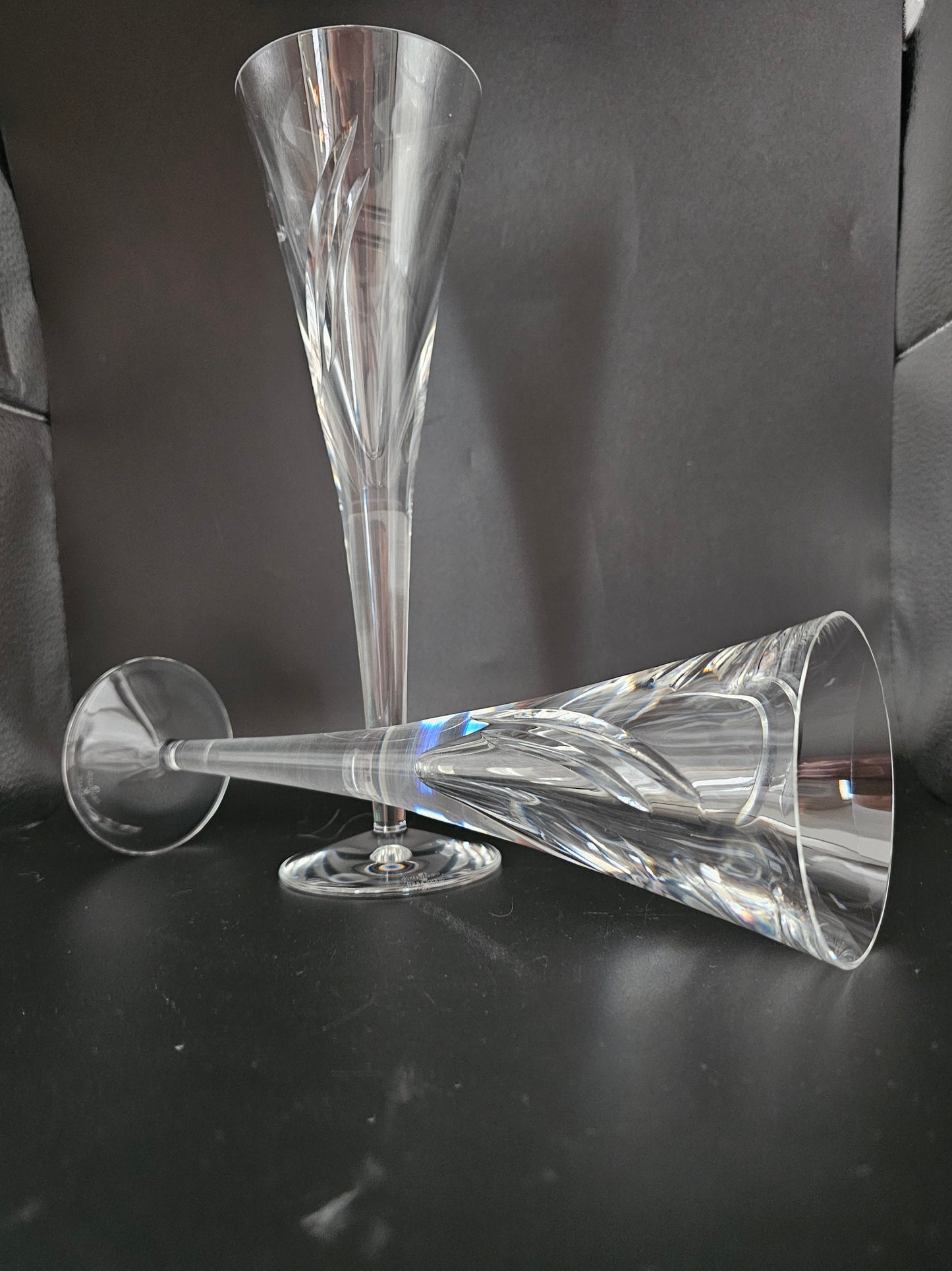 Waterford Crystal Limited Edition Champagne Flutes. John Rocha Millennium MM. Boxed.