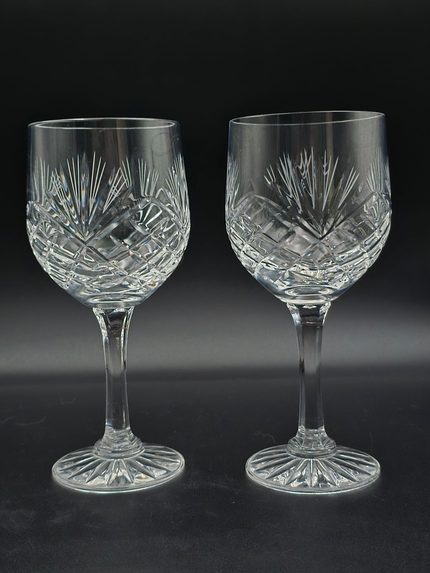 Vintage Zawiercie Monika Pattern Lead Crystal Wine Glass – 300 ml, 18 cm, Star‑Cut Base, Poland c. 1990s