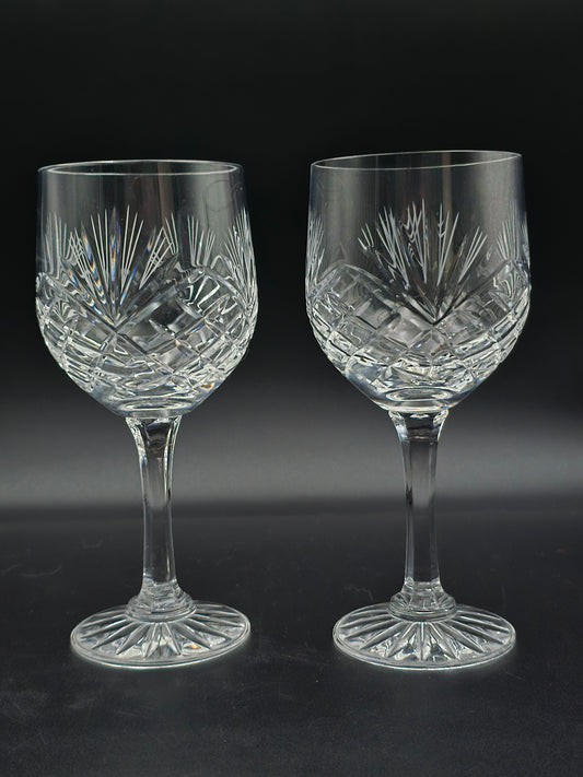 Vintage Zawiercie Monika Pattern Lead Crystal Wine Glass – 300 ml, 18 cm, Star‑Cut Base, Poland c. 1990s