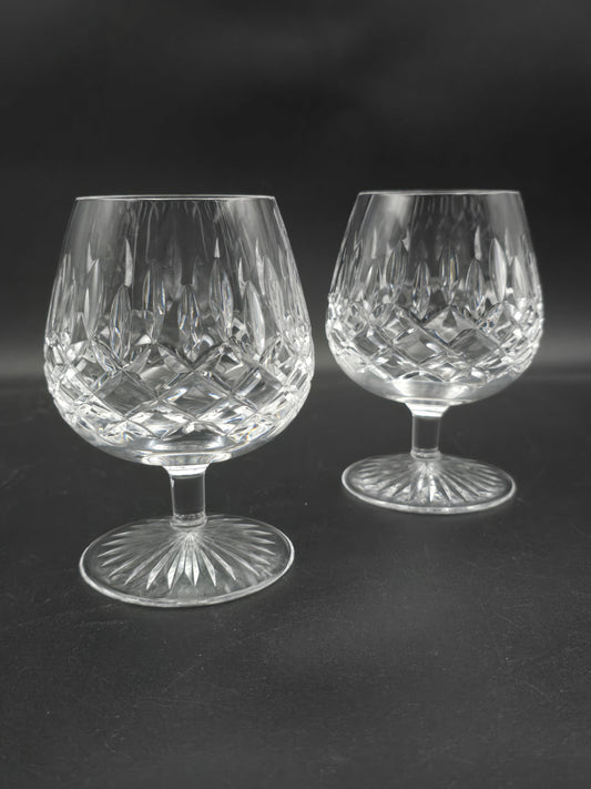 Pair of Large Stuart Crystal Glendevon Pattern Brandy or Cognac Crystal glasses 12oz. Boxed