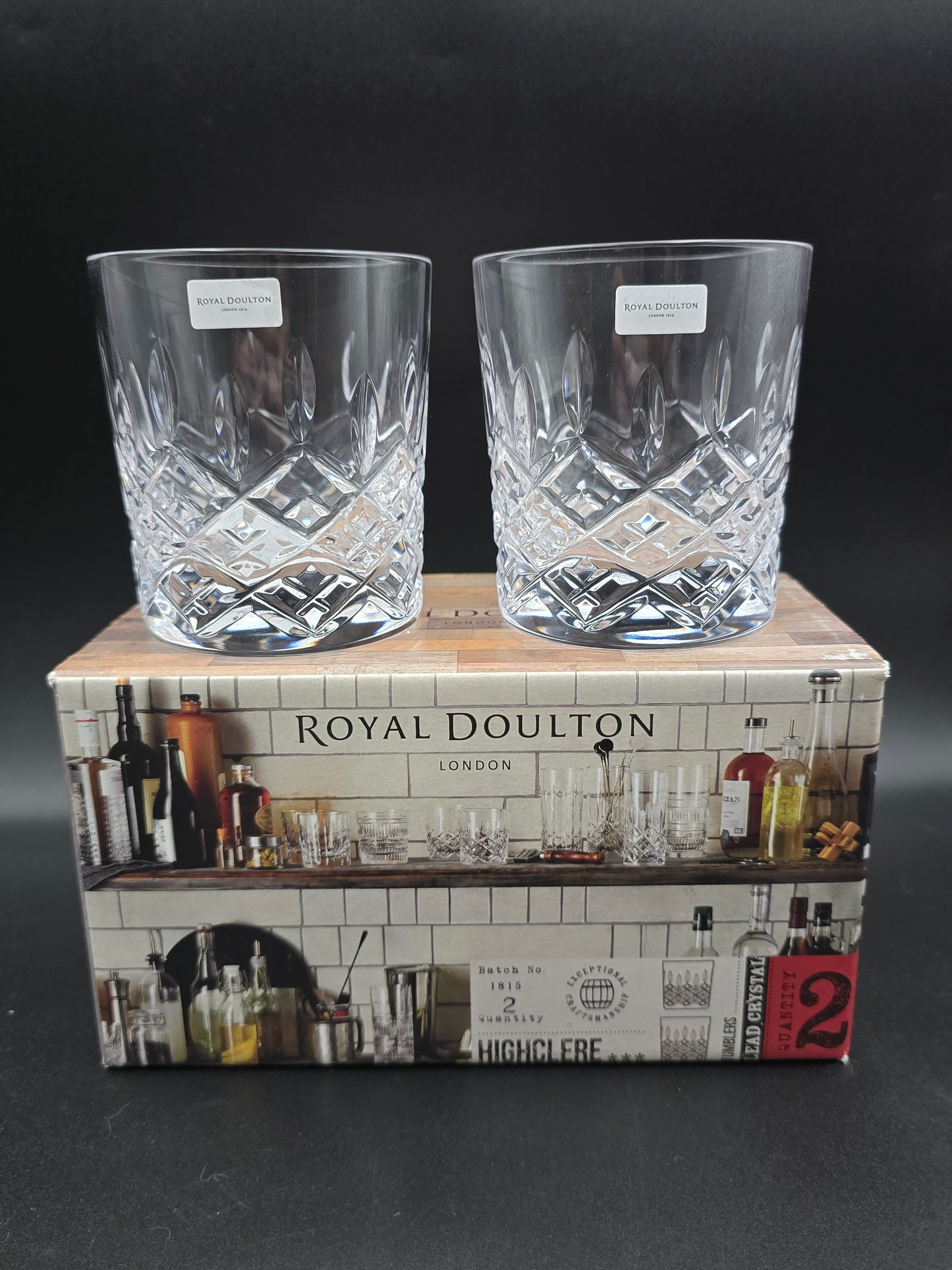 Royal Doulton “Highclear” Crystal Tumblers (Pair, Brand New in Box, 11oz, 24% Lead Crystal) – Ideal Gift for Any Occasion