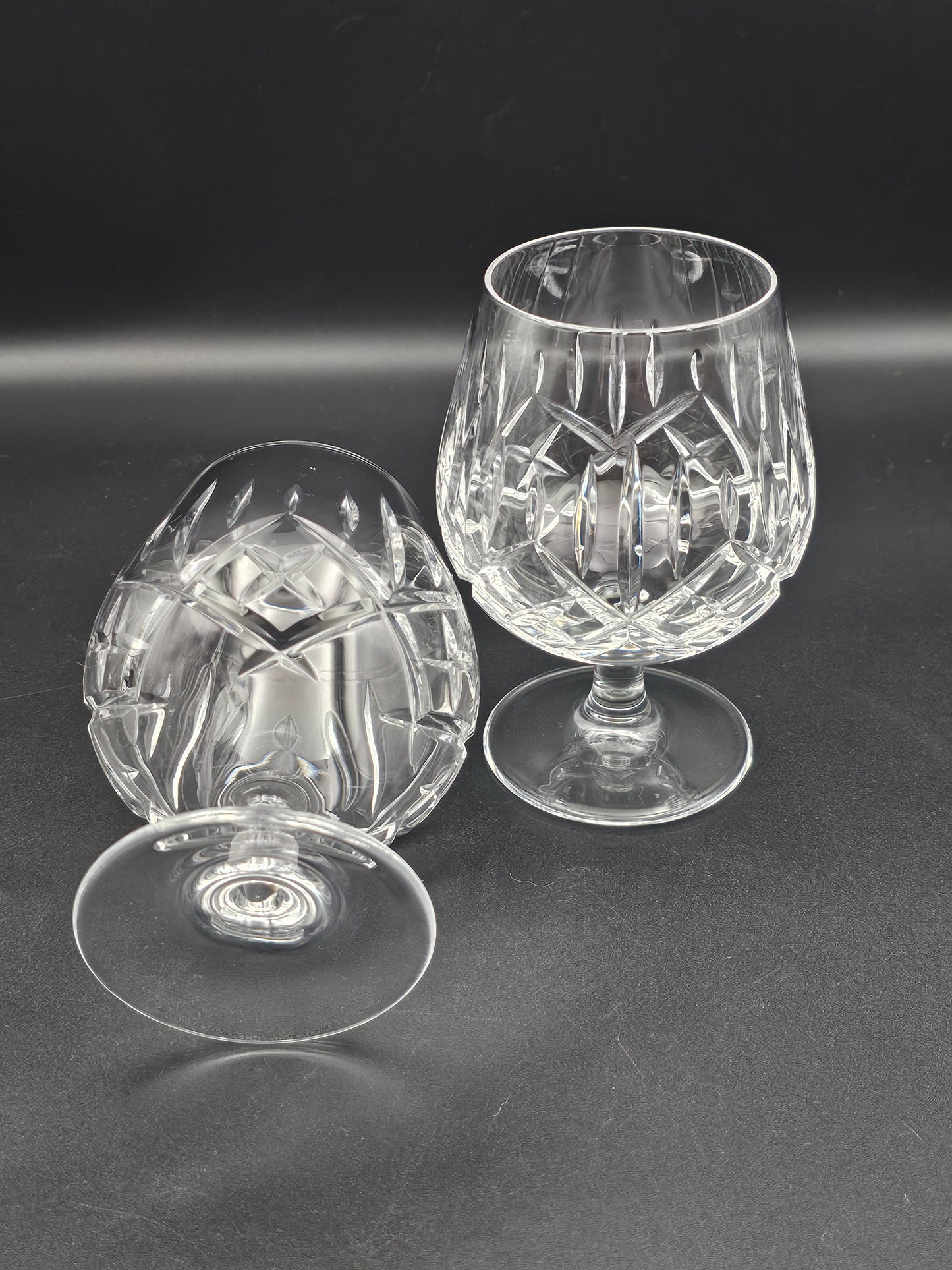 Pair of Crystal Cognac Brandy Glasses 11oz