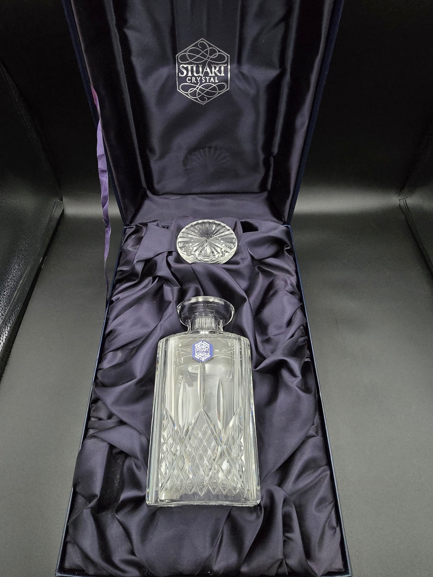 Stuart Crystal Hamilton Pattern Decanter with Stopper in Original Box