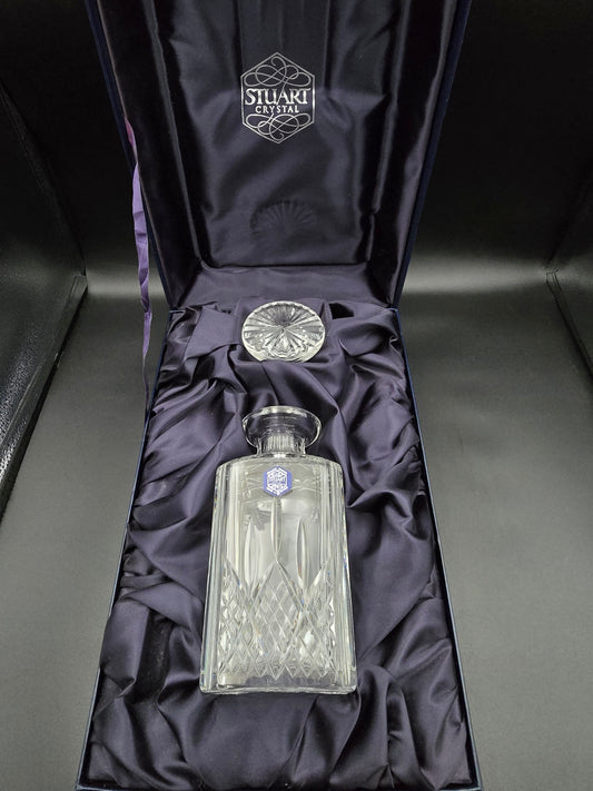 Stuart Crystal Hamilton Pattern Decanter with Stopper in Original Box