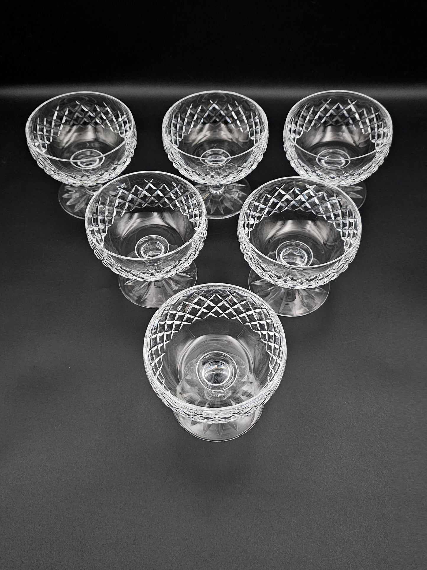 Waterford Crystal Boyne Pattern set of 6 Crystal dessert or starter bowls.