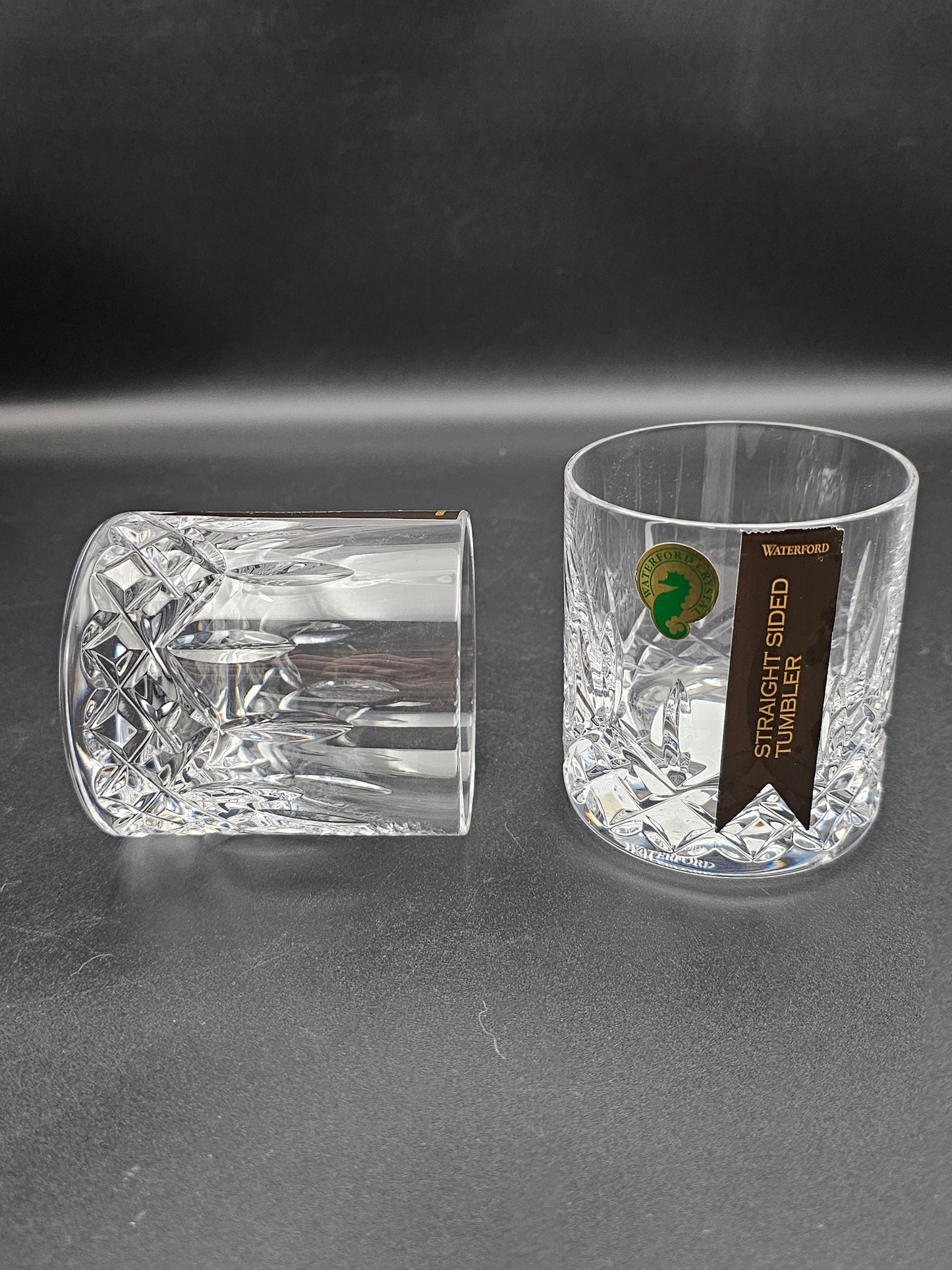 Waterford Crystal straight sided tumblers pair Lismore pattern. Boxed 7oz