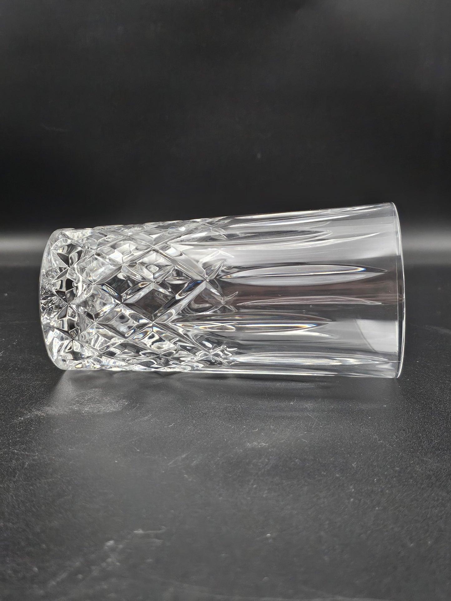 Set of 6 Crystal Hi Ball Tumblers 360ml 15cm tall. Star pattern base