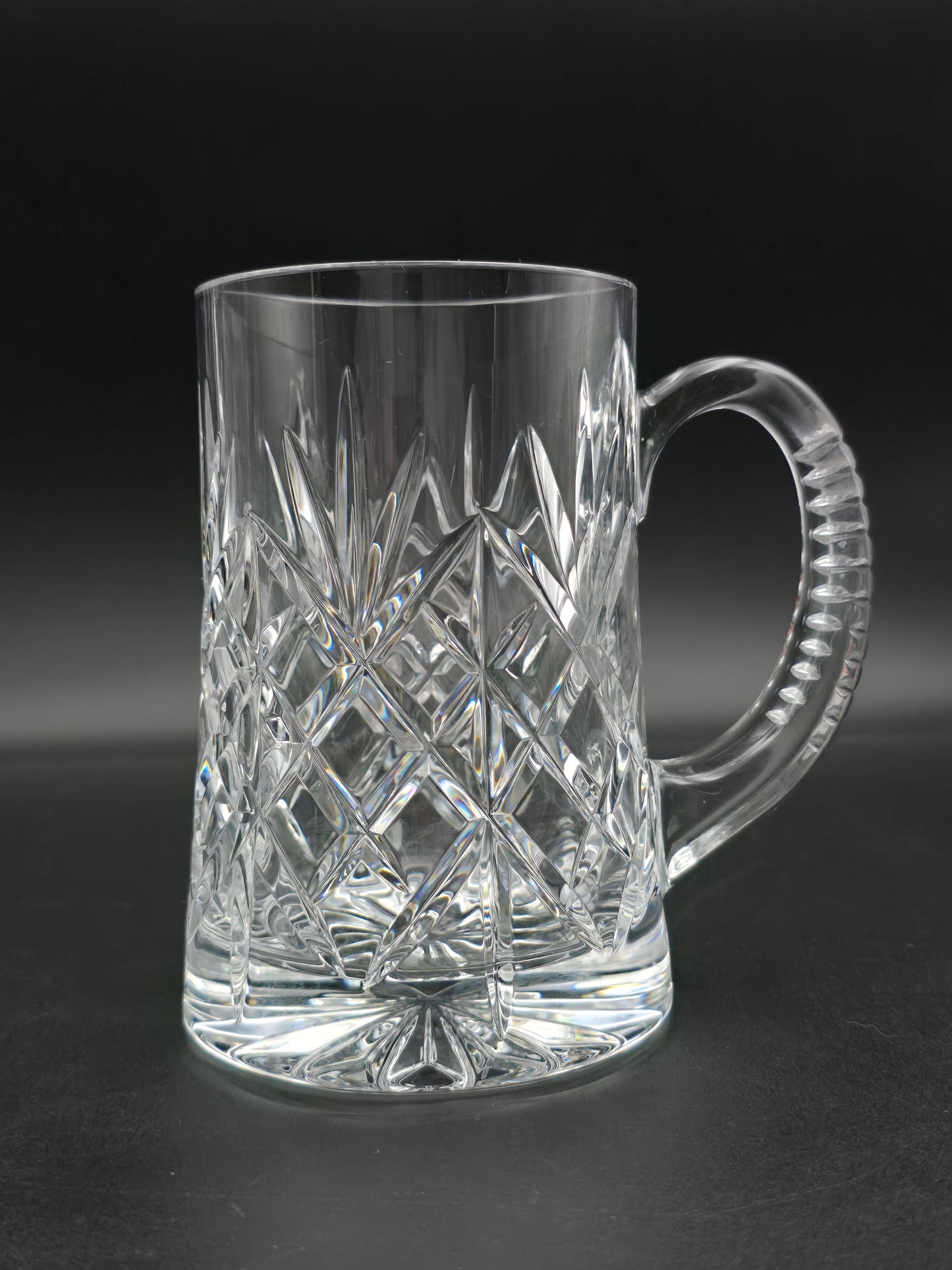 Vintage Cut Crystal Beer Tankard – One Pint Heavyweight Glass Mug – 14cm Tall, 8cm Rim – Ideal Gift for Him, Possibly Edinburgh Crystal