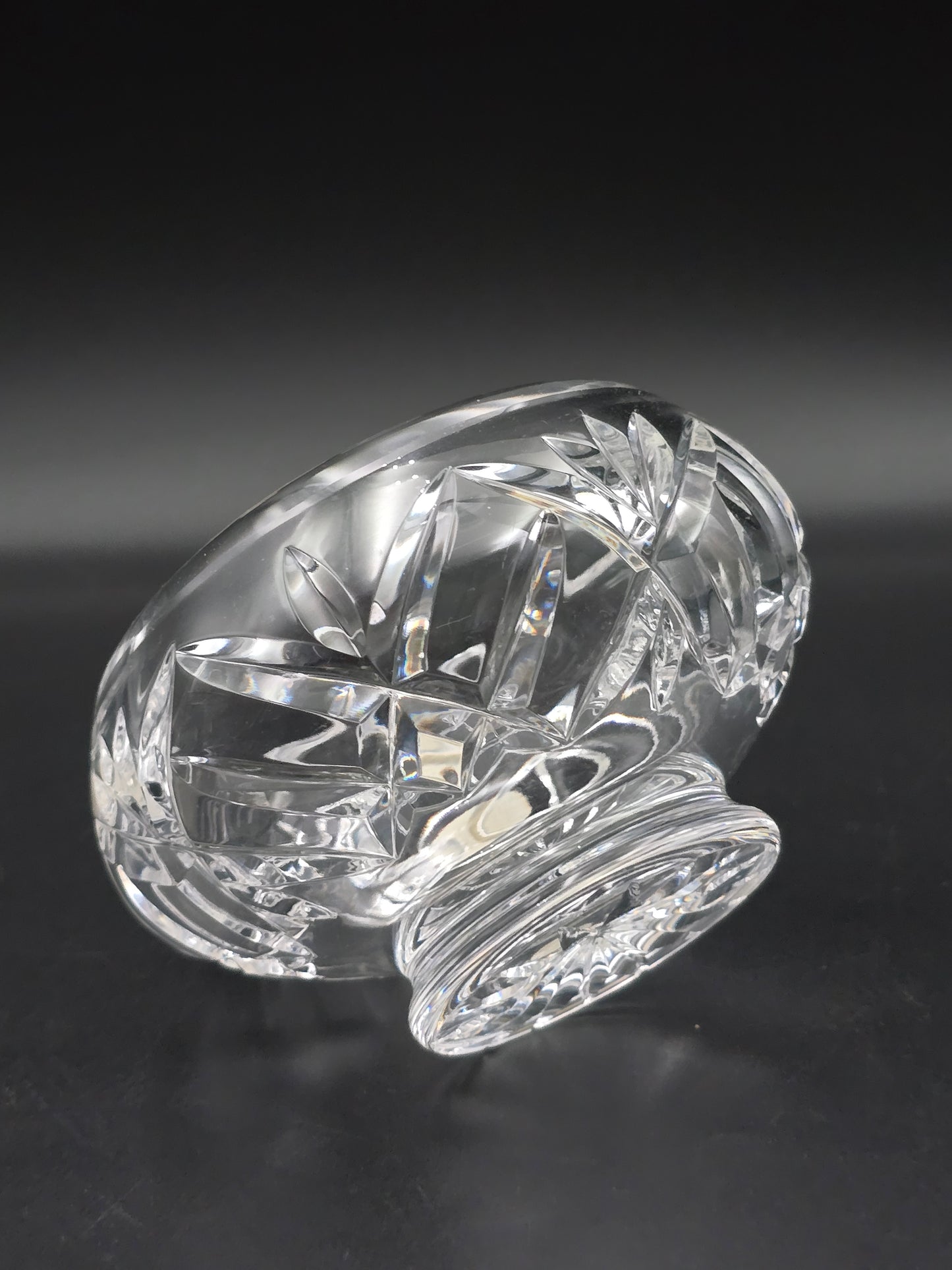 Bohemia Crystal Small Rose Posy Bowl with Star Base & Wire Mesh Frog, 4.5" Vintage Czech Crystal Vase