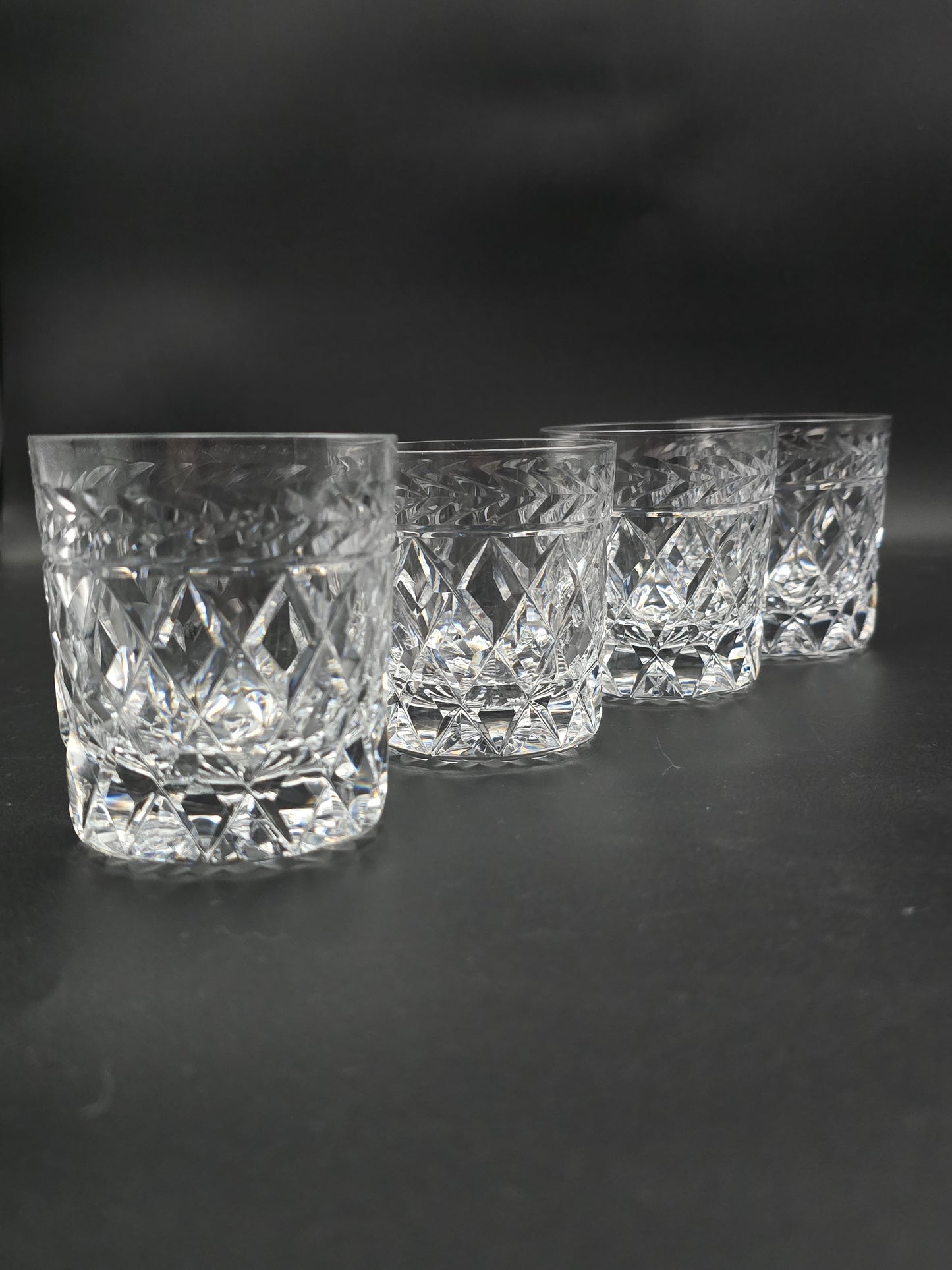 Set of 4 Stuart Crystal Cheltenham Pattern Crystal Tumblers. 7oz