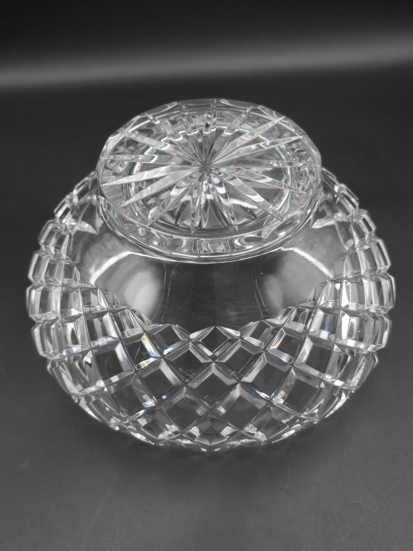 Beautiful Vintage Large Crystal Rose Posy Bowl. 16.5cm wide.