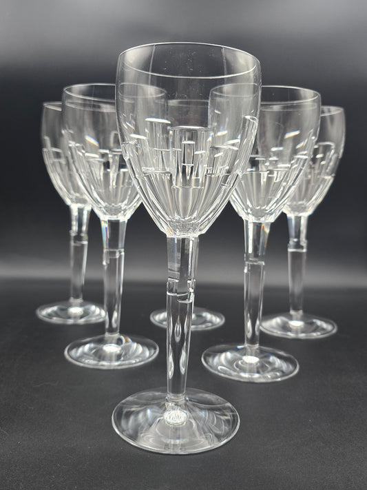 Set of 6 Stuart Crystal Ice Wine Glasses by Jasper Conran – 350ml Large Cut Crystal Goblets, Signed Vintage Glassware