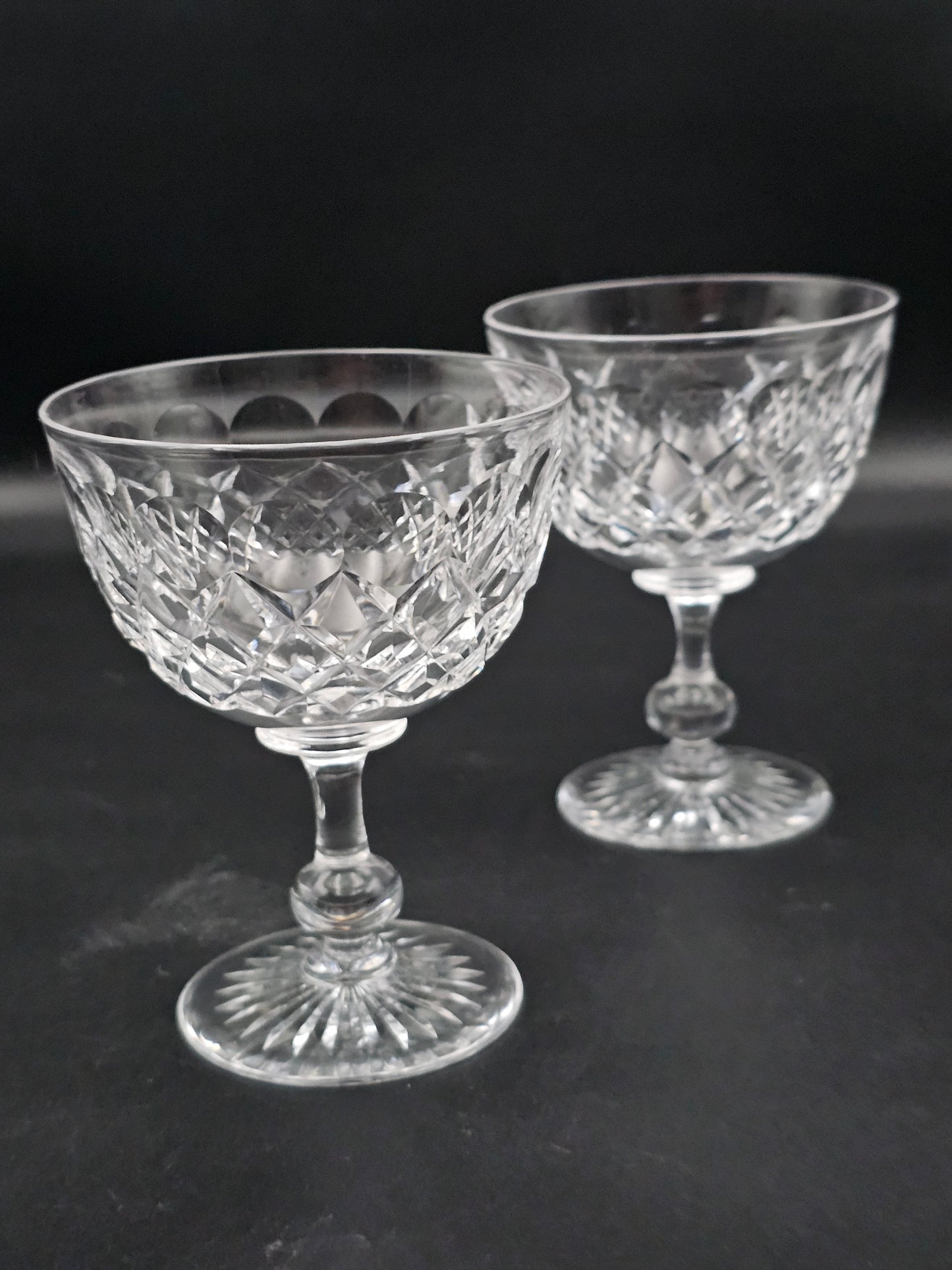 Beautiful pair of Crystal Champagne Coupes