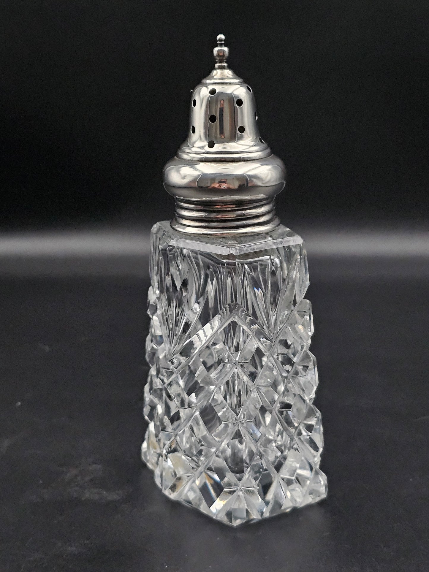 Silver topped Crystal Sugar shaker