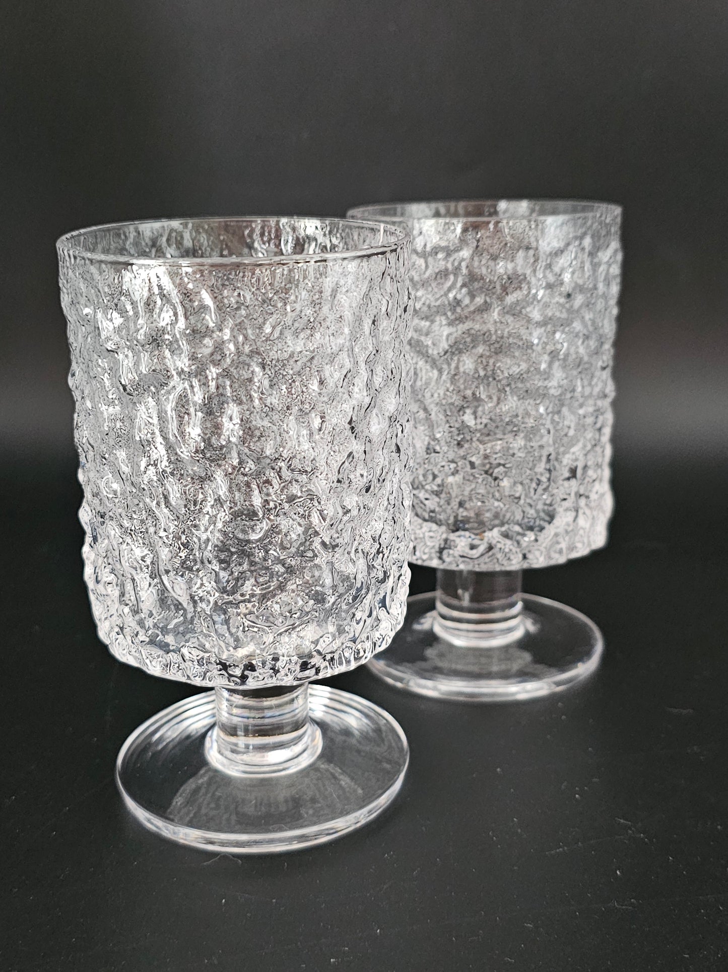 Whitefriars Geoffrey Baxter Bark Crystal pair of wine glasses. 250ml