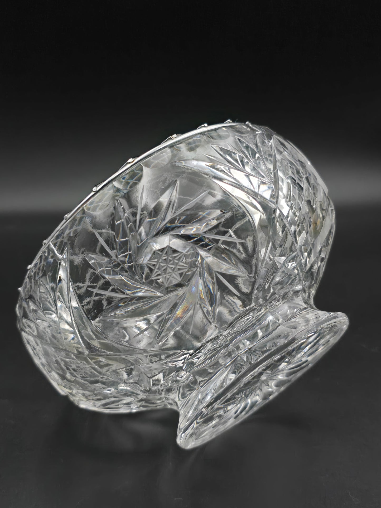 Vintage Hand-Cut Lead Crystal Rose Bowl | 15cm Wide, Star-Cut Base | 20th Century