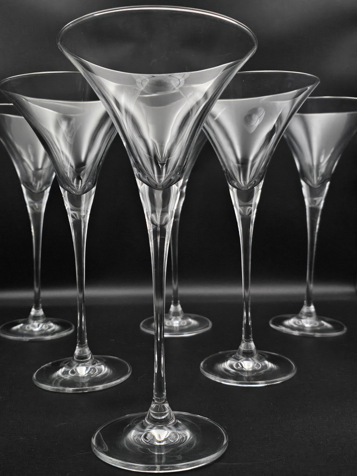 Fantastic set of 6 large Crystal Trumpet Champagne Flutes or Cocktail glasses. 24cm tall. 250ml