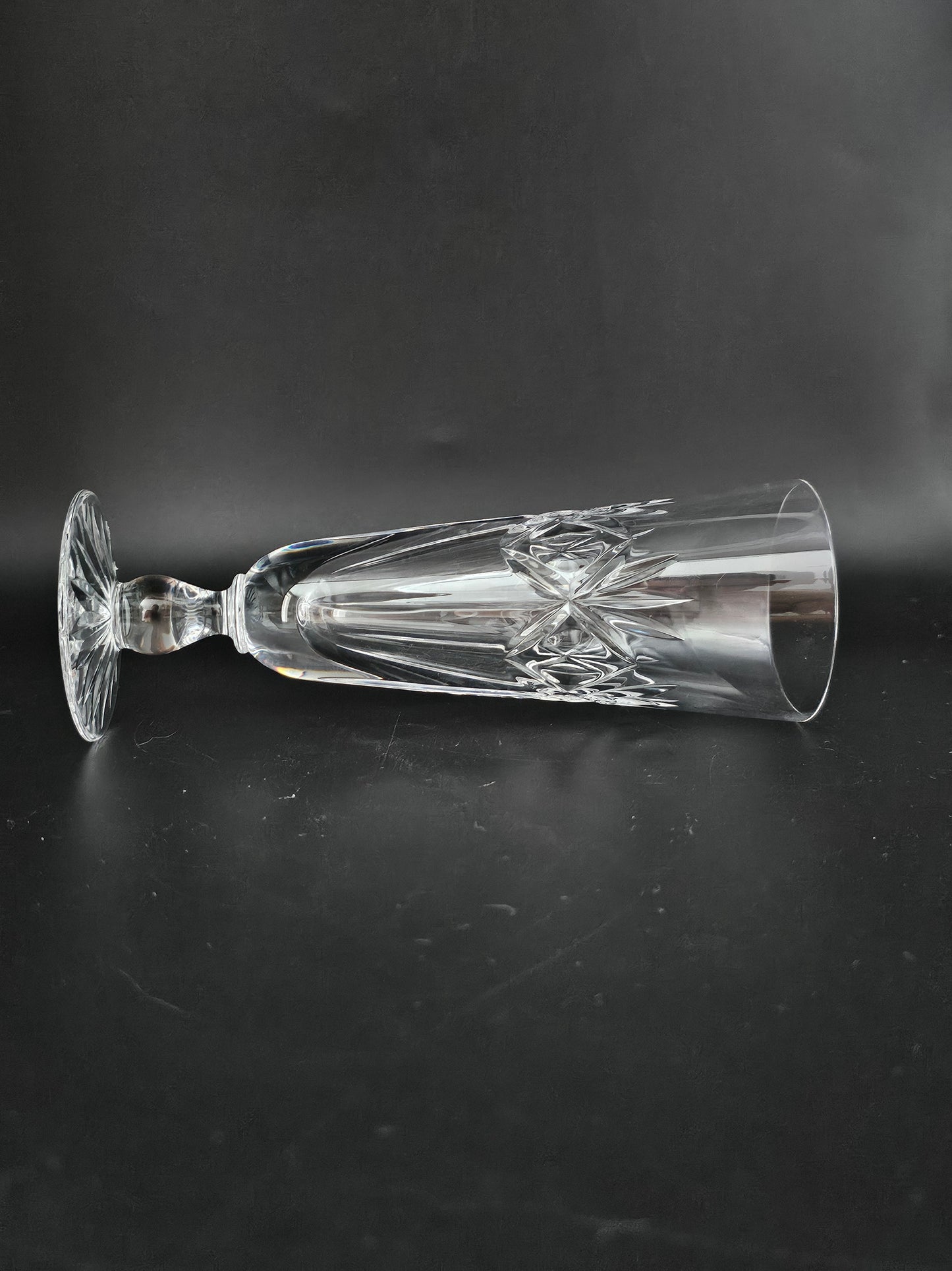 Set of 4 short stemmed Crystal Champagne Flutes. 17.5cm tall