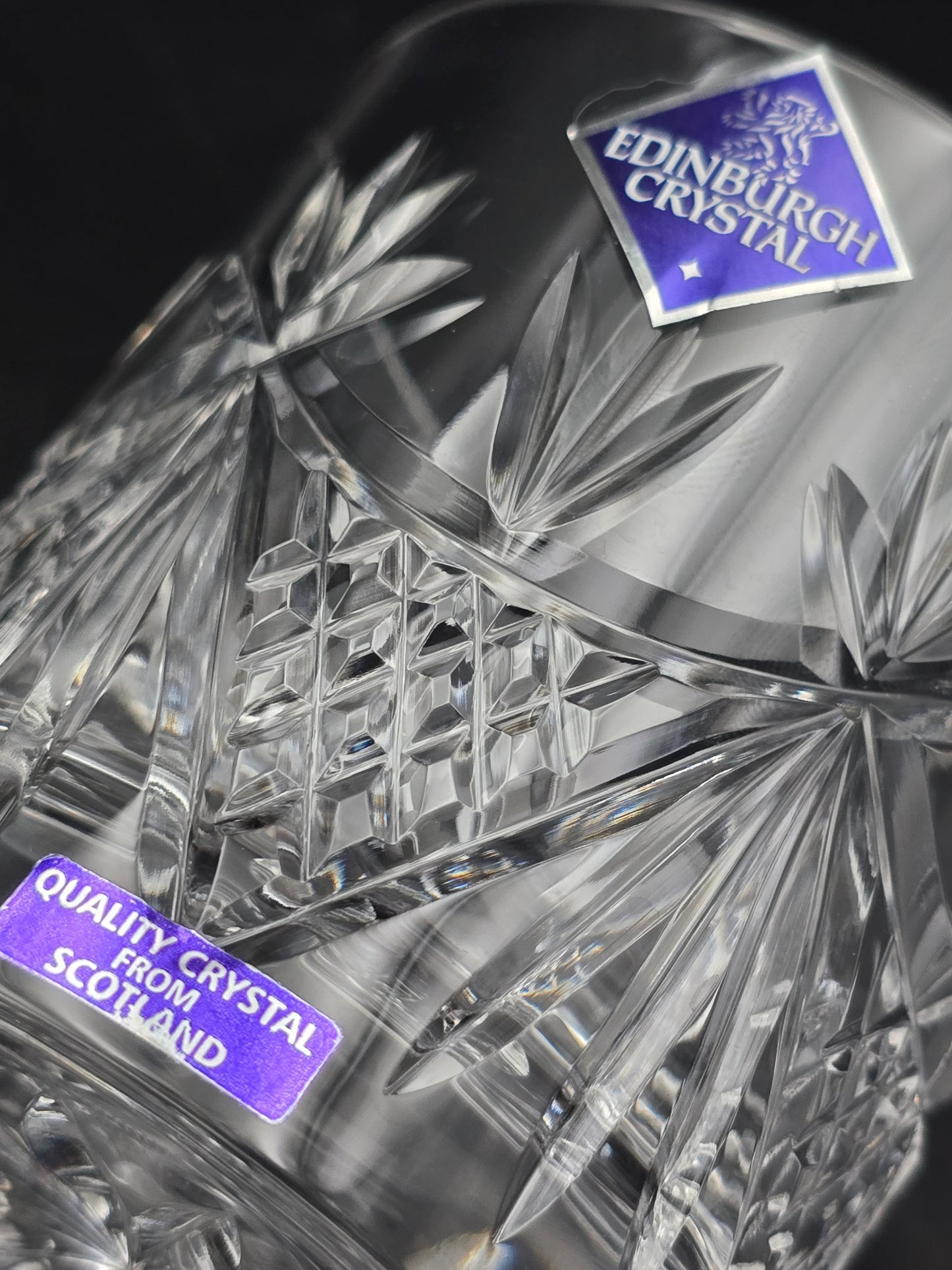 Set of 6 Edinburgh Crystal EDI41 Pattern Crystal Whisky Tumblers. 10oz. Boxed.