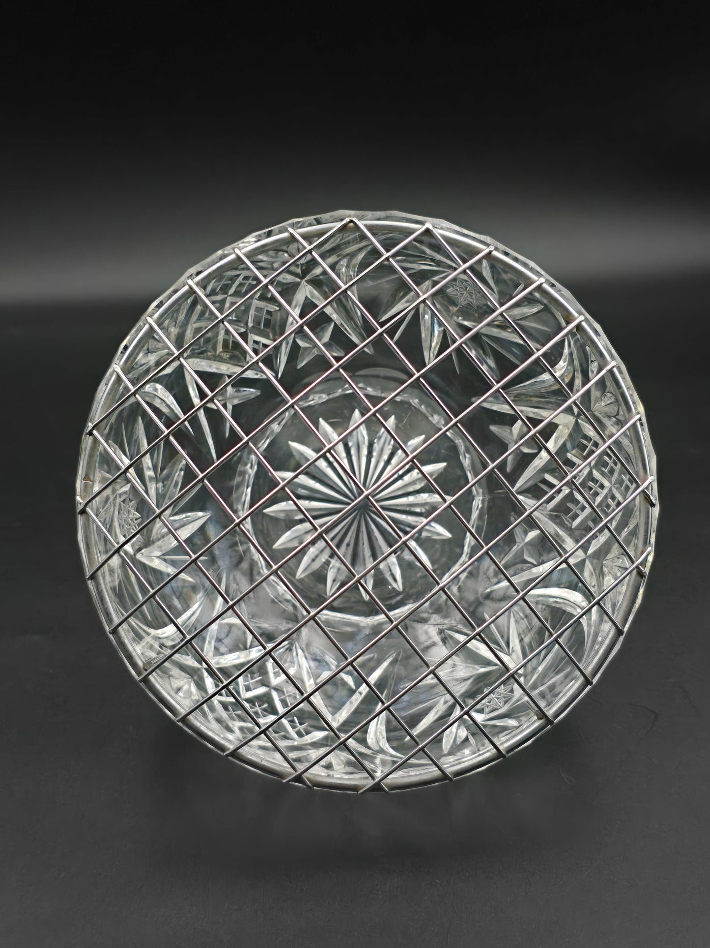 Vintage Hand-Cut Lead Crystal Rose Bowl | 15cm Wide, Star-Cut Base | 20th Century