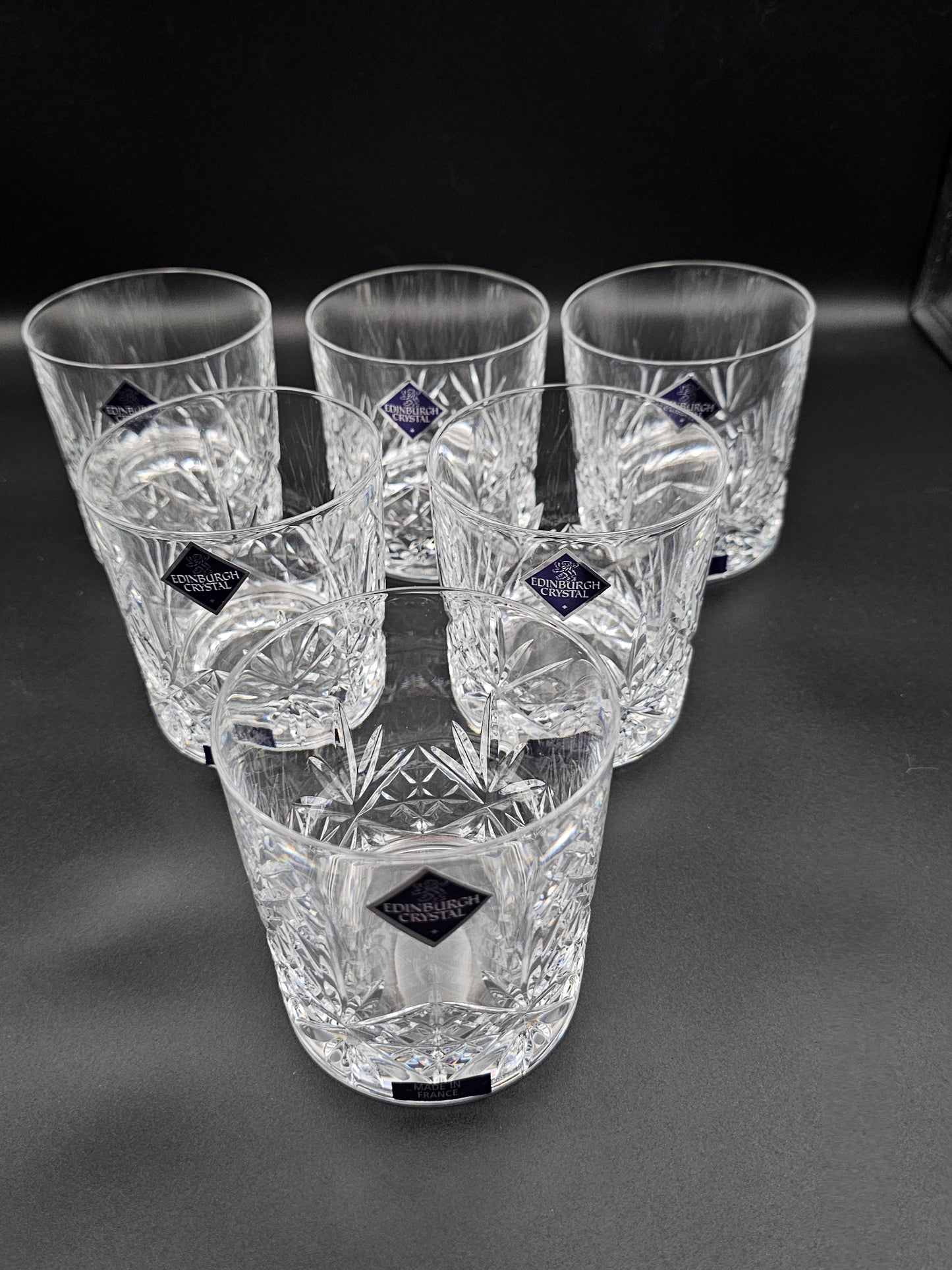 Set of 6 Edinburgh Crystal Whisky Tumblers 10oz boxed. Recessed concave base