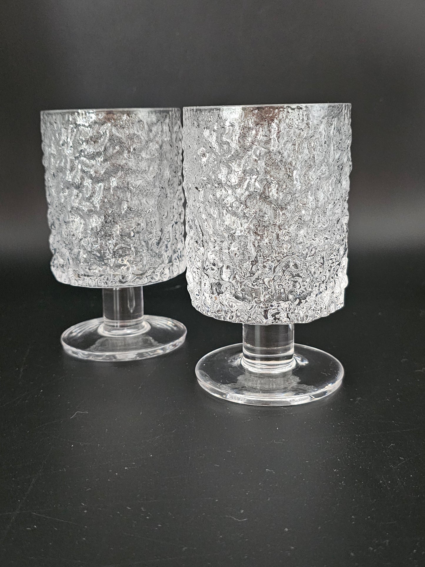 Whitefriars Geoffrey Baxter Bark Crystal pair of wine glasses. 250ml