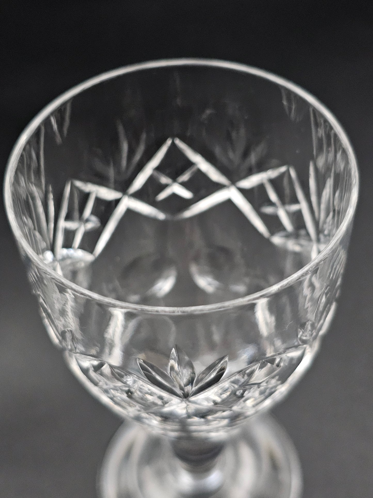 Set of 6 Royal Doulton Georgian Pattern Crystal Liqueur or Sherry glasses 100ml