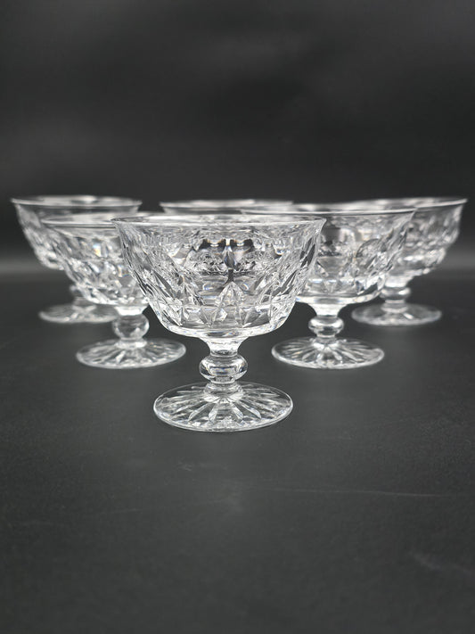 Set of 6 Tudor English Crystal Champagne Coupes 165ml Rayleigh Pattern.