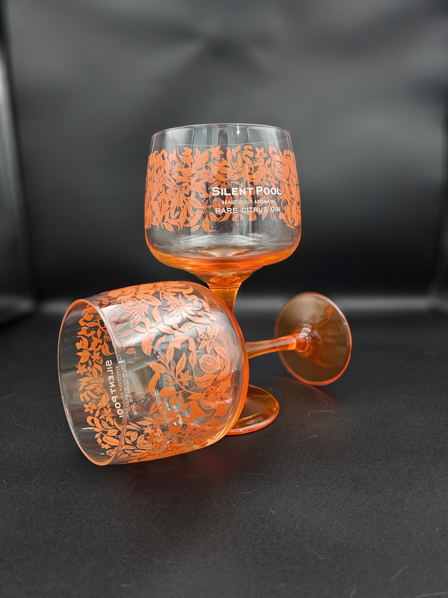 A pair of Silent Pool Citrus Copa Gin glasses