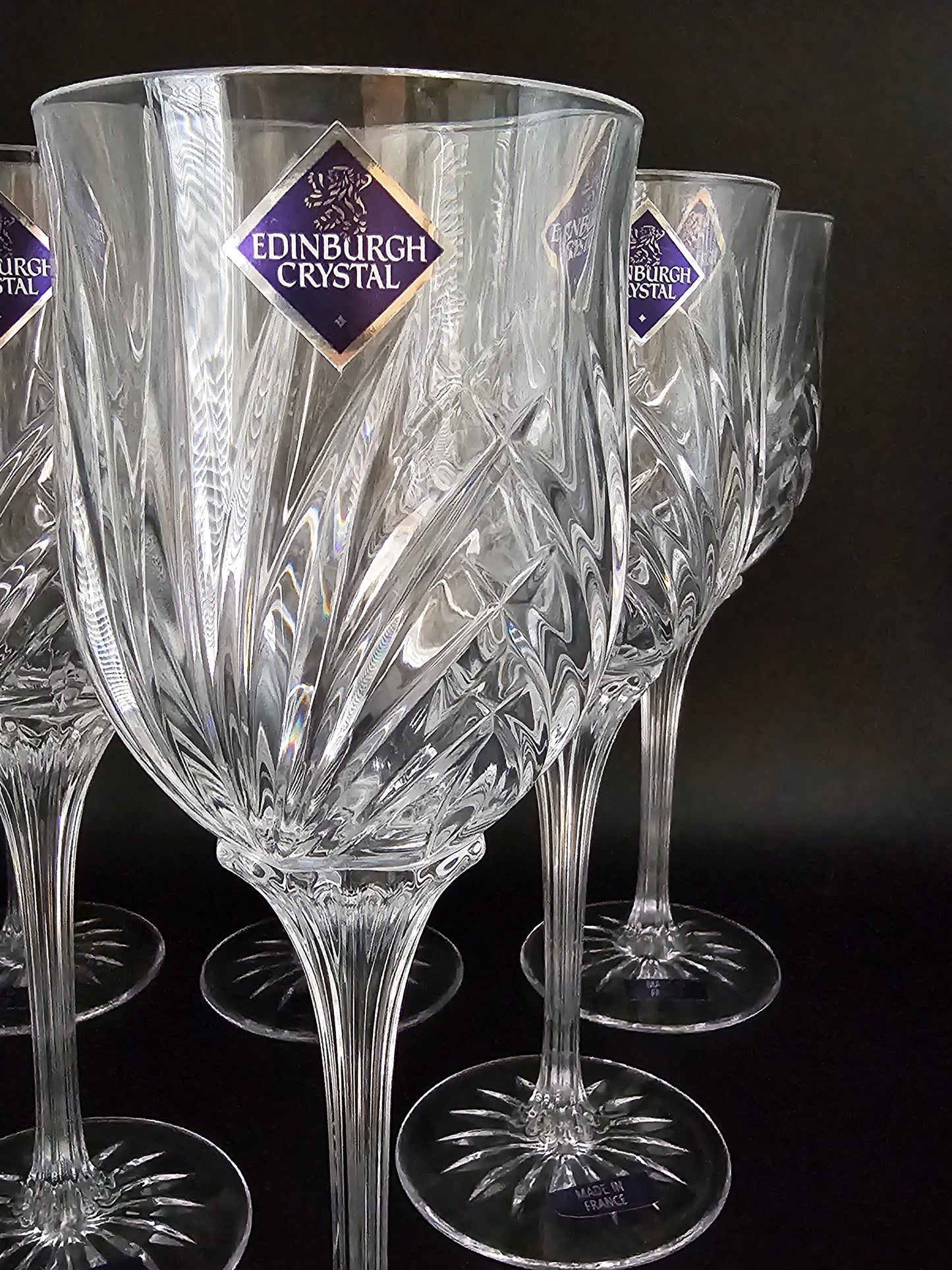 Edinburgh Crystal set of 6 Large Crystal Wine Glasses. 250ml