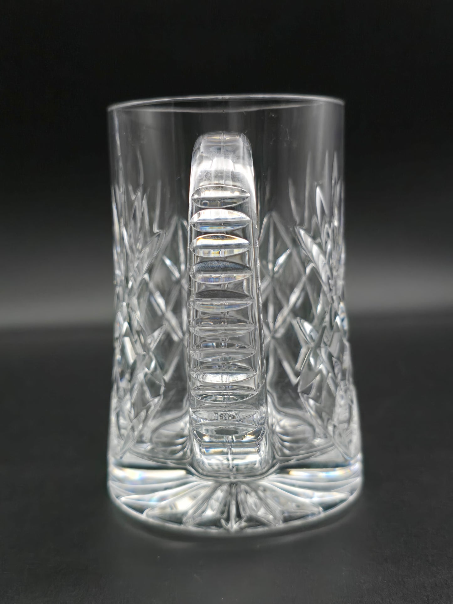 Vintage Cut Crystal Beer Tankard – One Pint Heavyweight Glass Mug – 14cm Tall, 8cm Rim – Ideal Gift for Him, Possibly Edinburgh Crystal