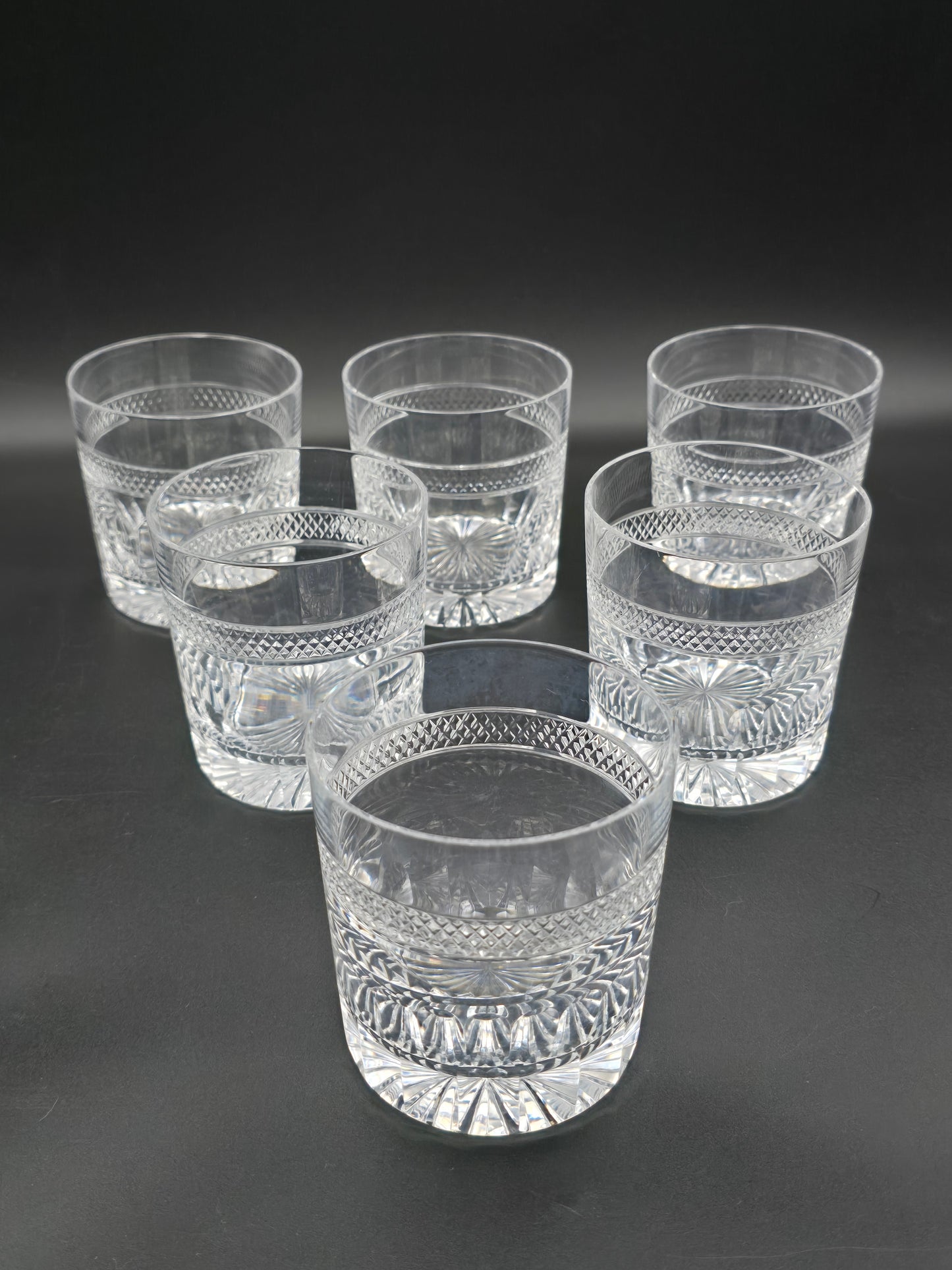 Set of 6 Stuart Crystal Tumblers. Constance Pattern. 11oz