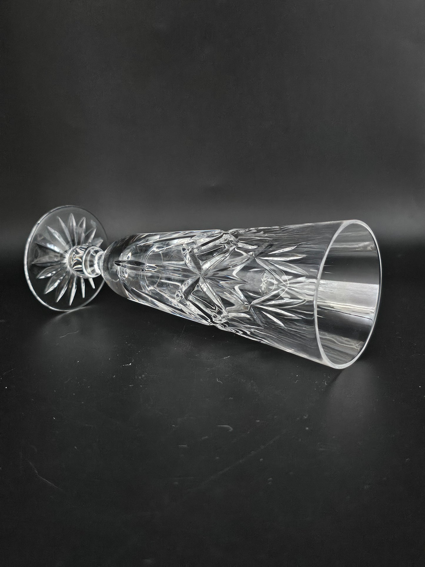 Set of 4 short stemmed Crystal Champagne Flutes. 17.5cm tall