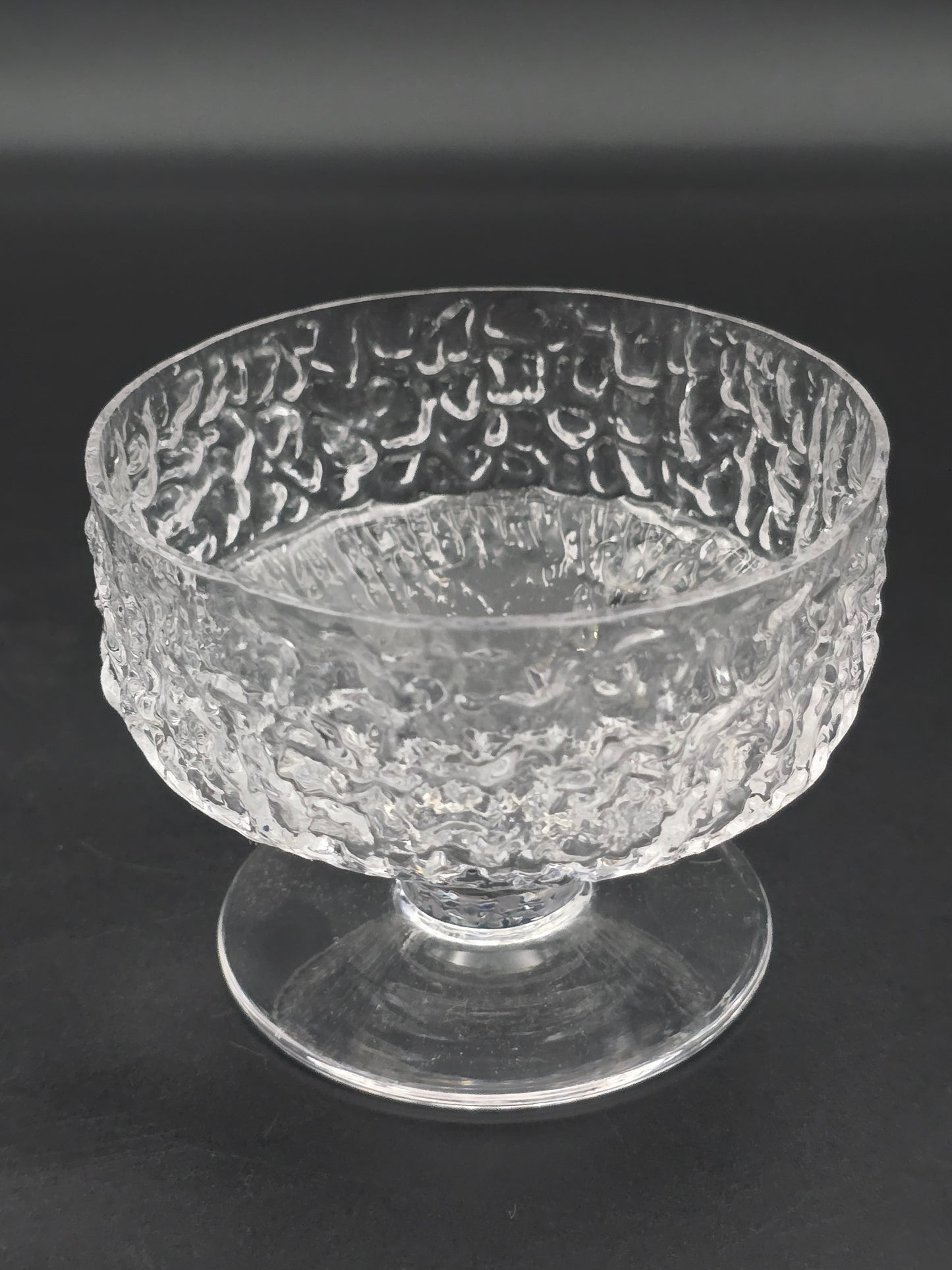 Set of 6 Whitefriars “Glacier/Bark” Dessert Bowls by Geoffrey Baxter – Mid‑Century Textured Glass, Perfect Condition