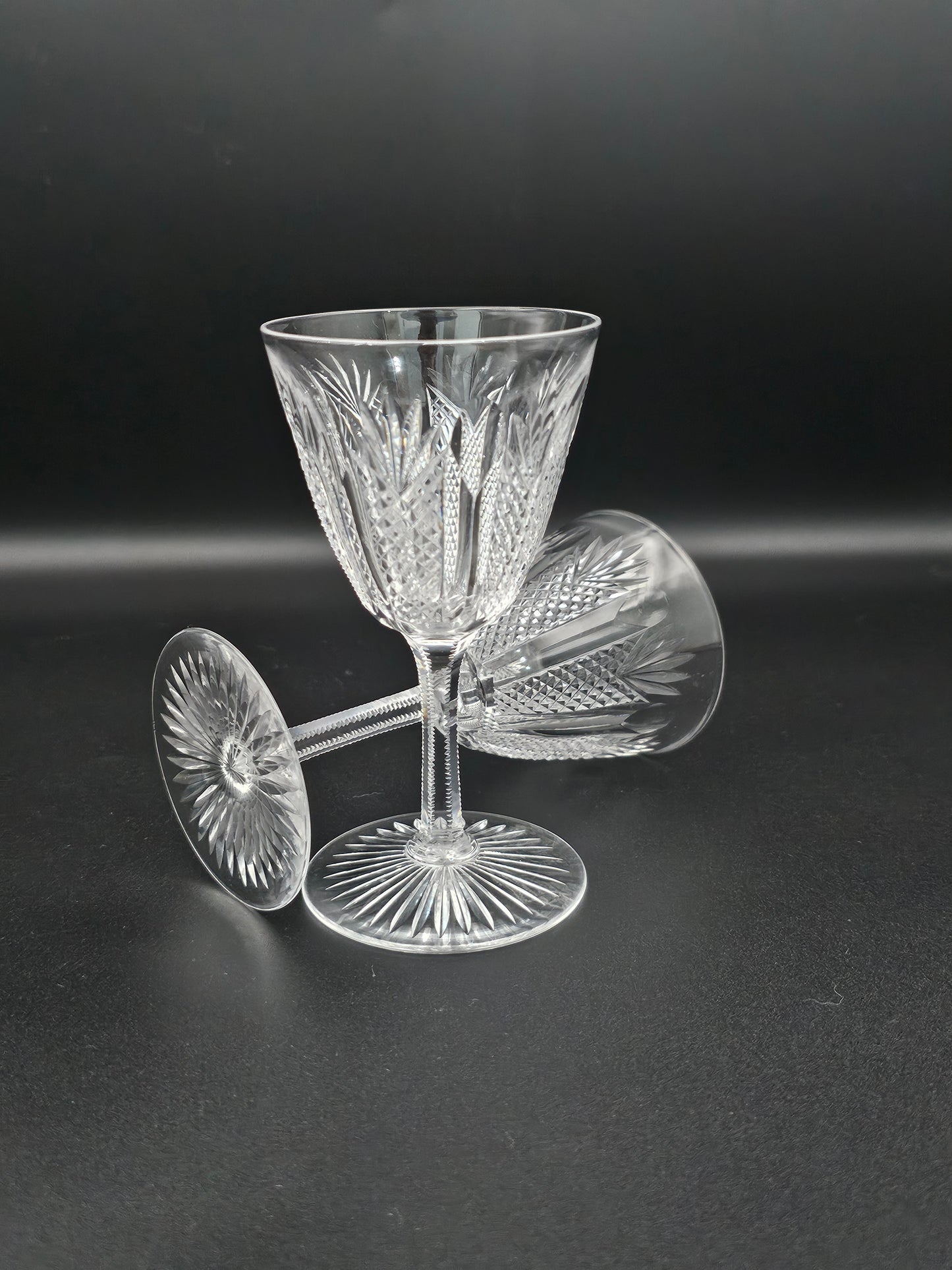 Pair of Small Crystal Liqueur glasses. 11.5cm tall. 90ml