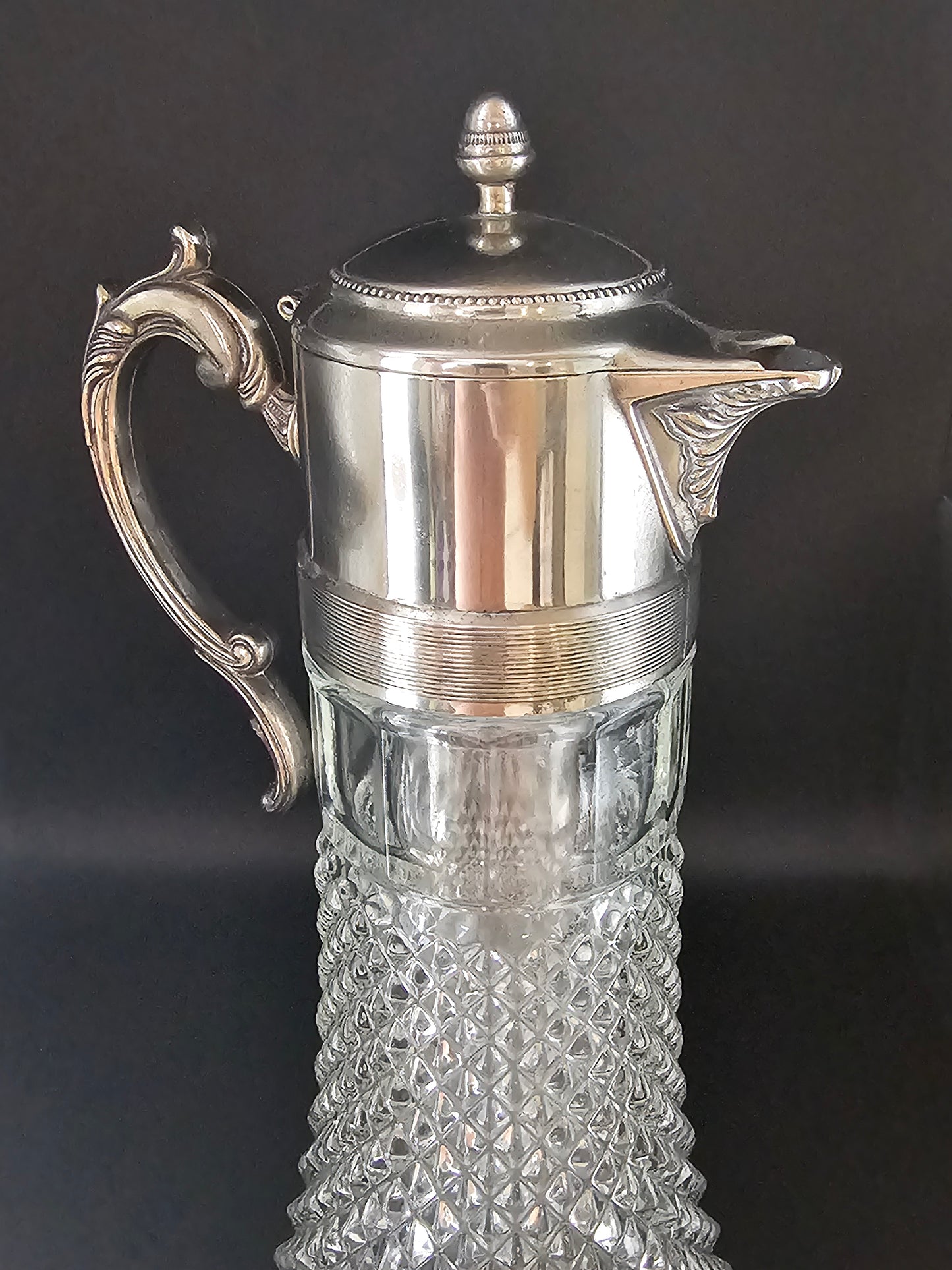 Large Glass Carafe Jug with Cooling centre piece insert. 36cm tall.