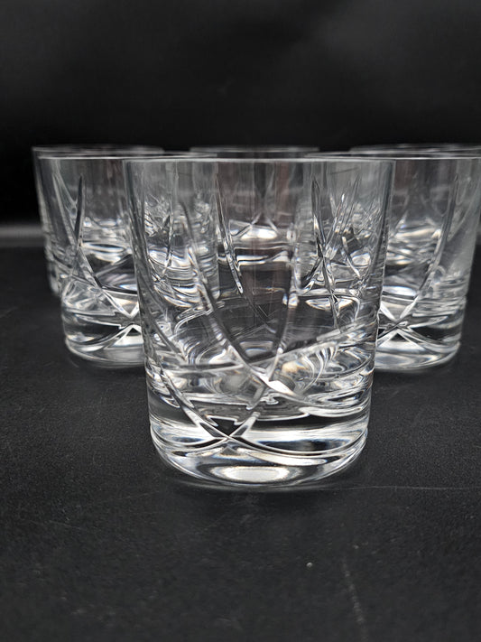 Set of 6 Heavy bottomed Crystal tumblers. 10oz