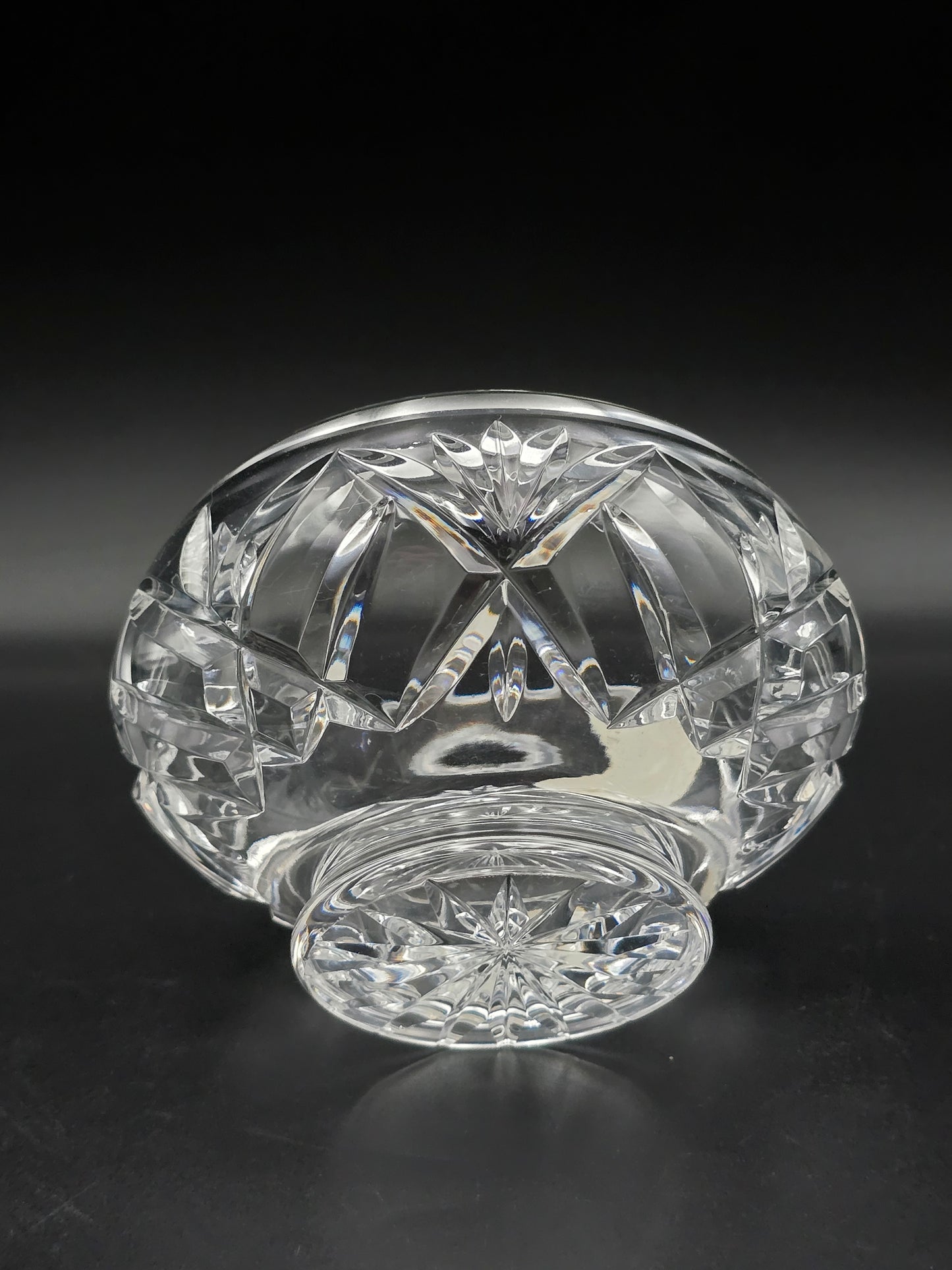 Bohemia Crystal Small Rose Posy Bowl with Star Base & Wire Mesh Frog, 4.5" Vintage Czech Crystal Vase