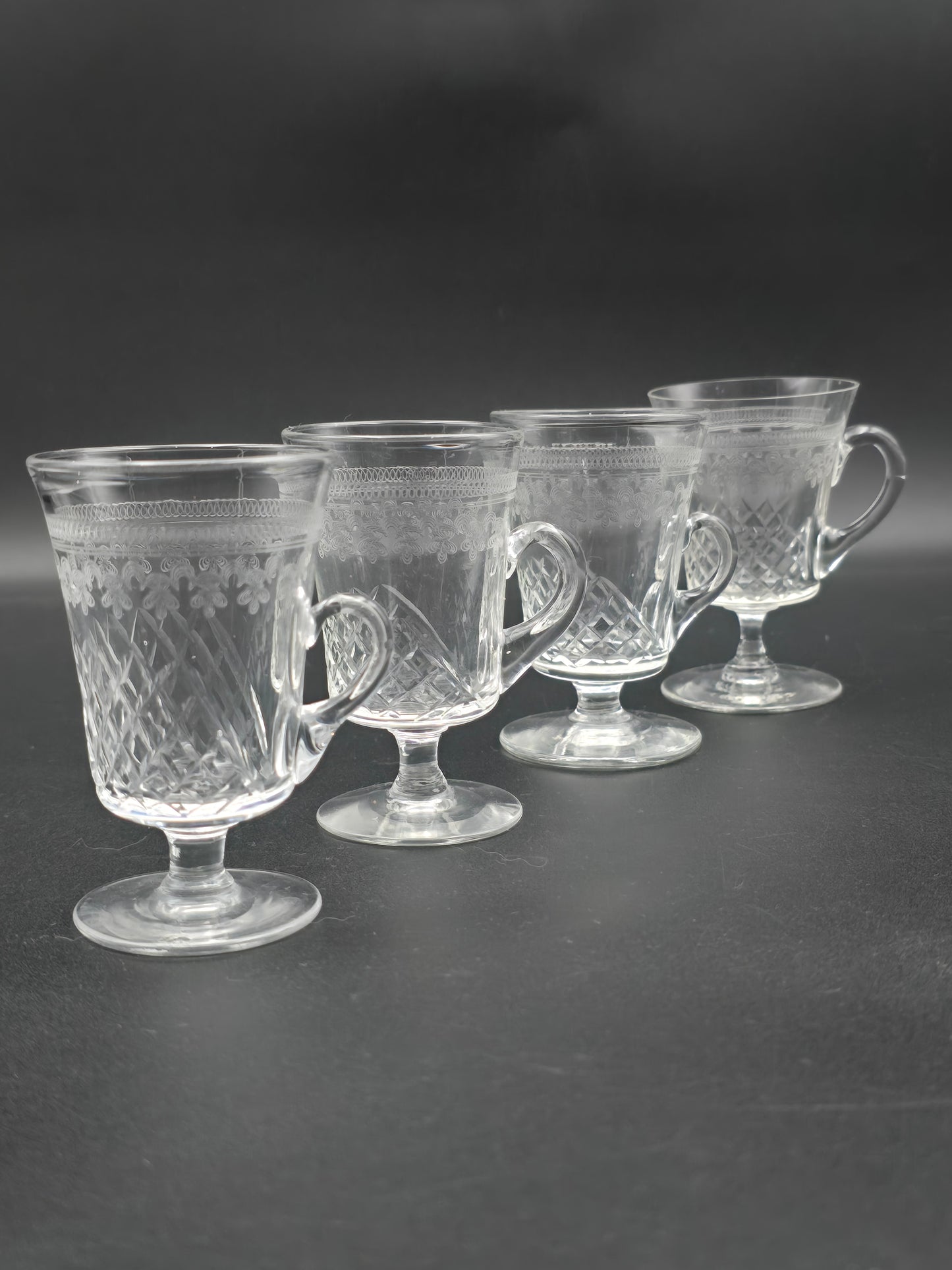 Set of 4 Lady Hamilton Pall Mall Crystal Custard cups. 75ml